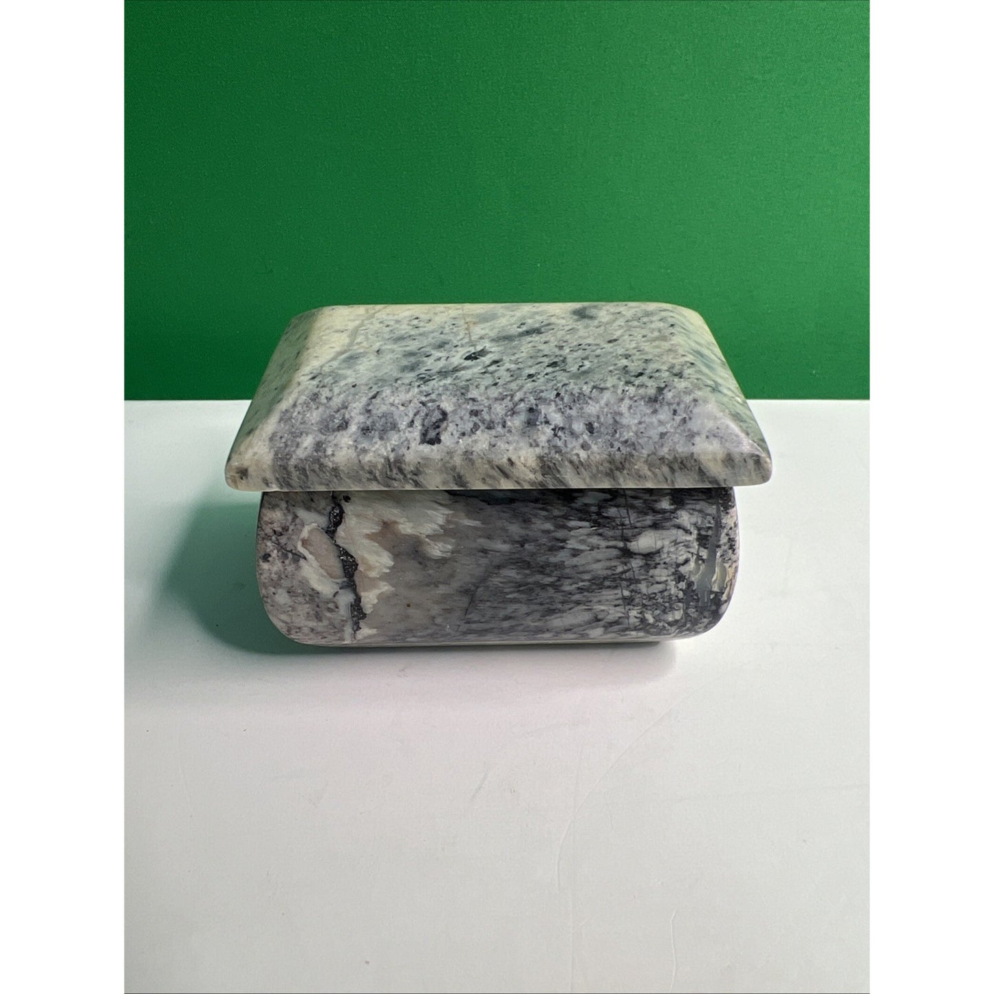 Carved Soapstone Small Box Trinket Vanity Natural Stone with Lid