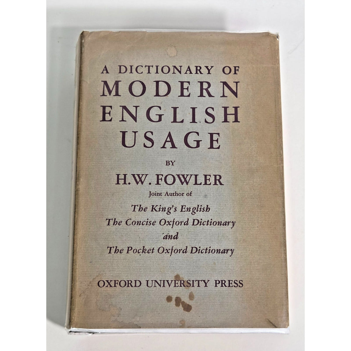 Vintage 1954 H.W. Fowler Modern English Usage Oxford Clarendon Press Dust Jacket