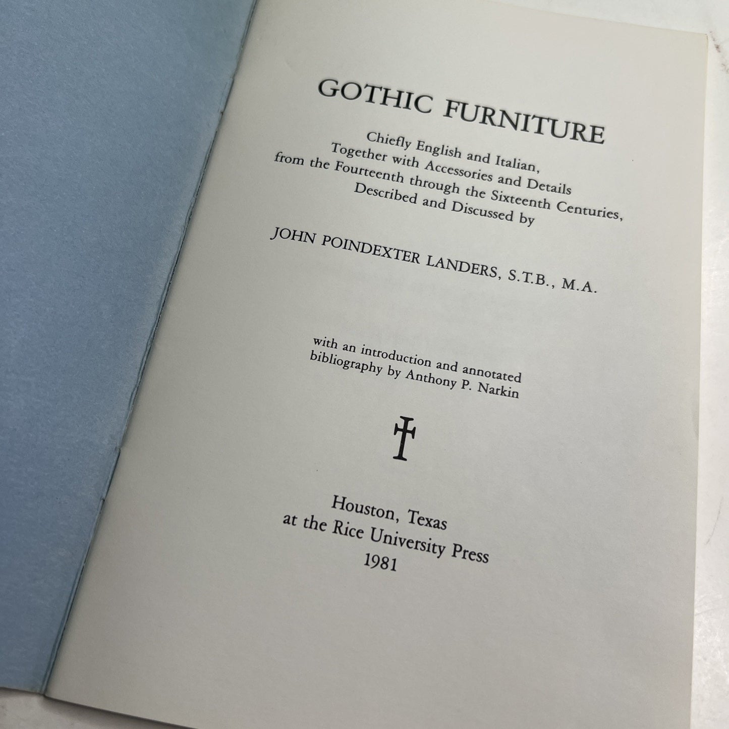 1981 GOTHIC FURNITURE by John Poindexter Landers LE 1000 Copies Texas