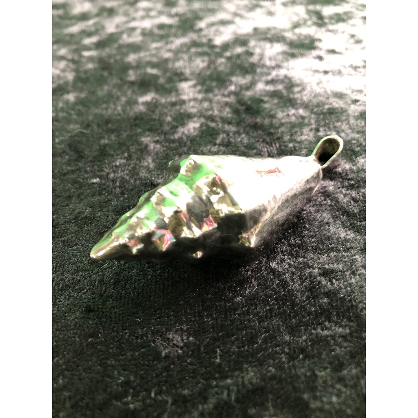 Vintage LARGE CONCH SHELL PENDANT Marked Mexico STERLING SILVER Seashell 17.4g