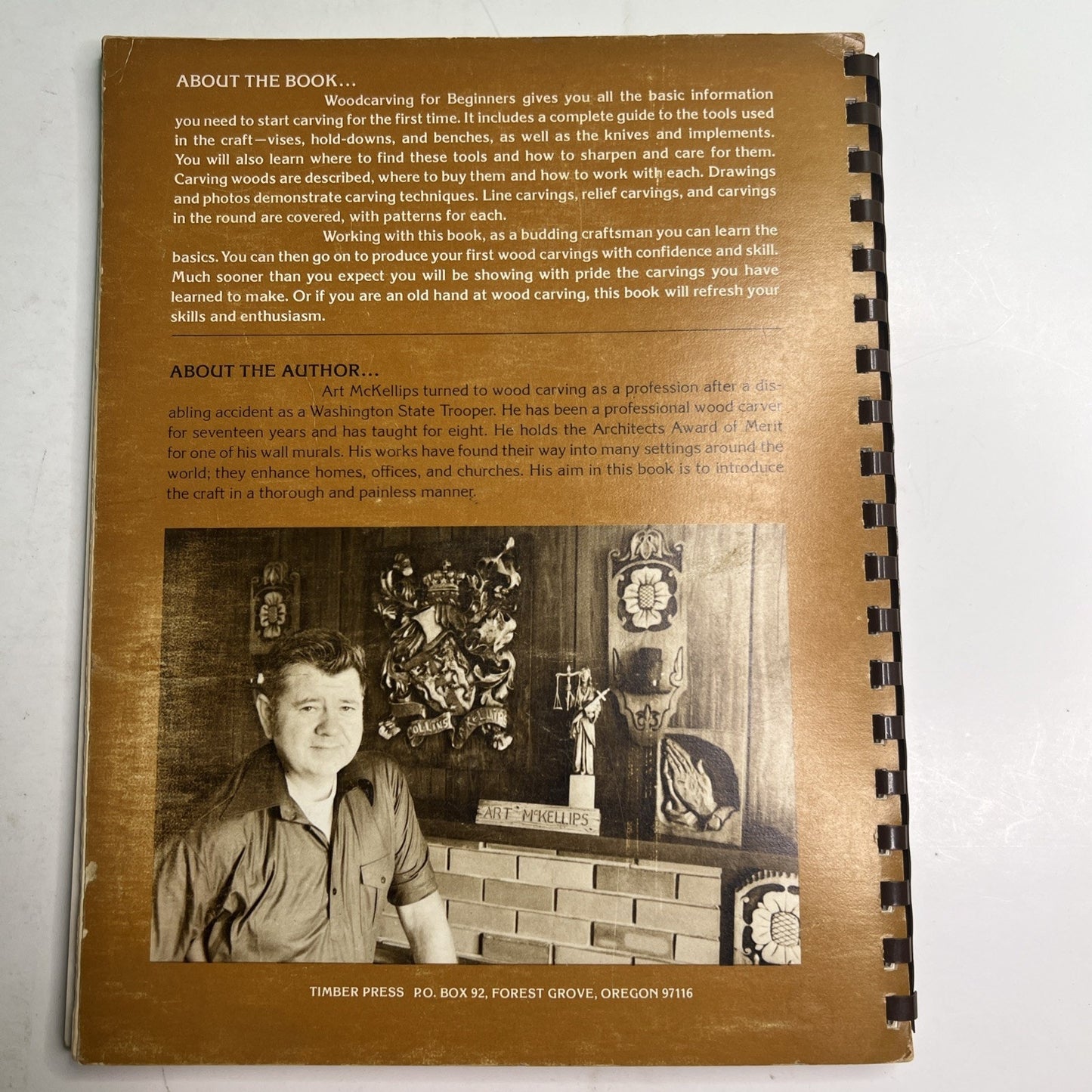 Woodcarving for Beginners by Art McKellips Comb Bound PB 1977 Illustrated
