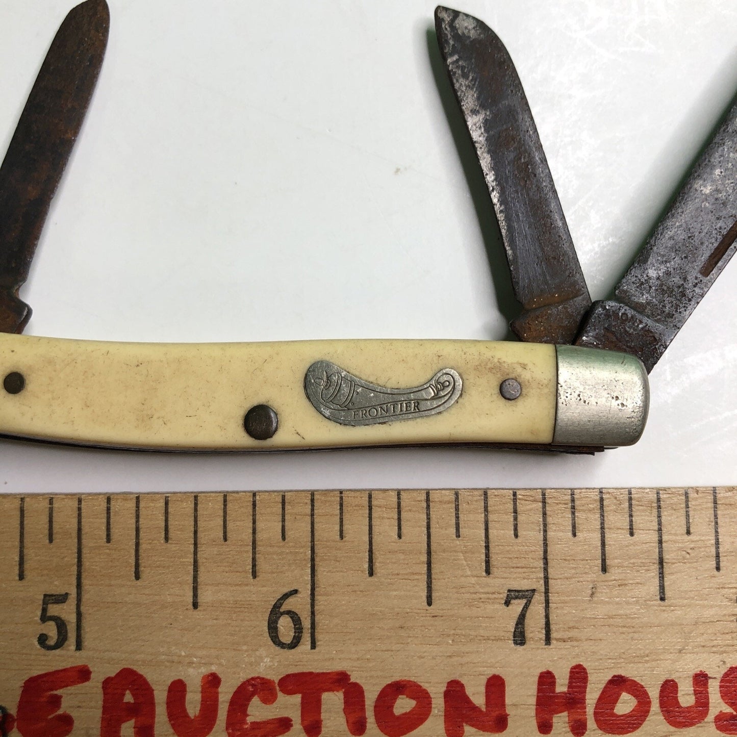 FRONTIER Knife USA By Imperial 1970s Medium Stockman Carbon Steel Blades