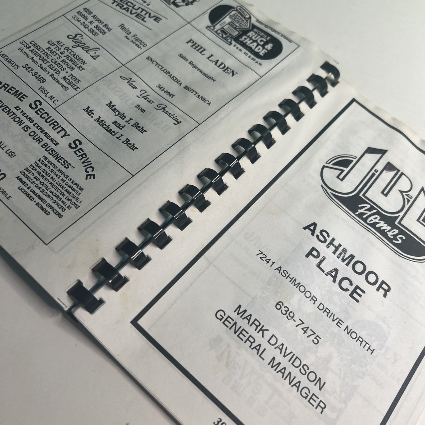 1996 - 1997 Ahavas Chesed Sisterhood Directory Mobile Alabama Advertising