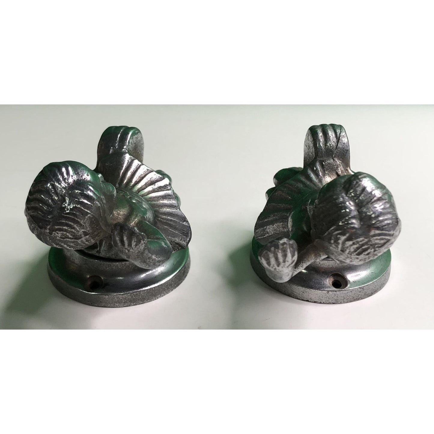 PAIR of Antique Cast Aluminum GIRLS Wall Mount TOWEL ROD HOLDER Kitchen Bath