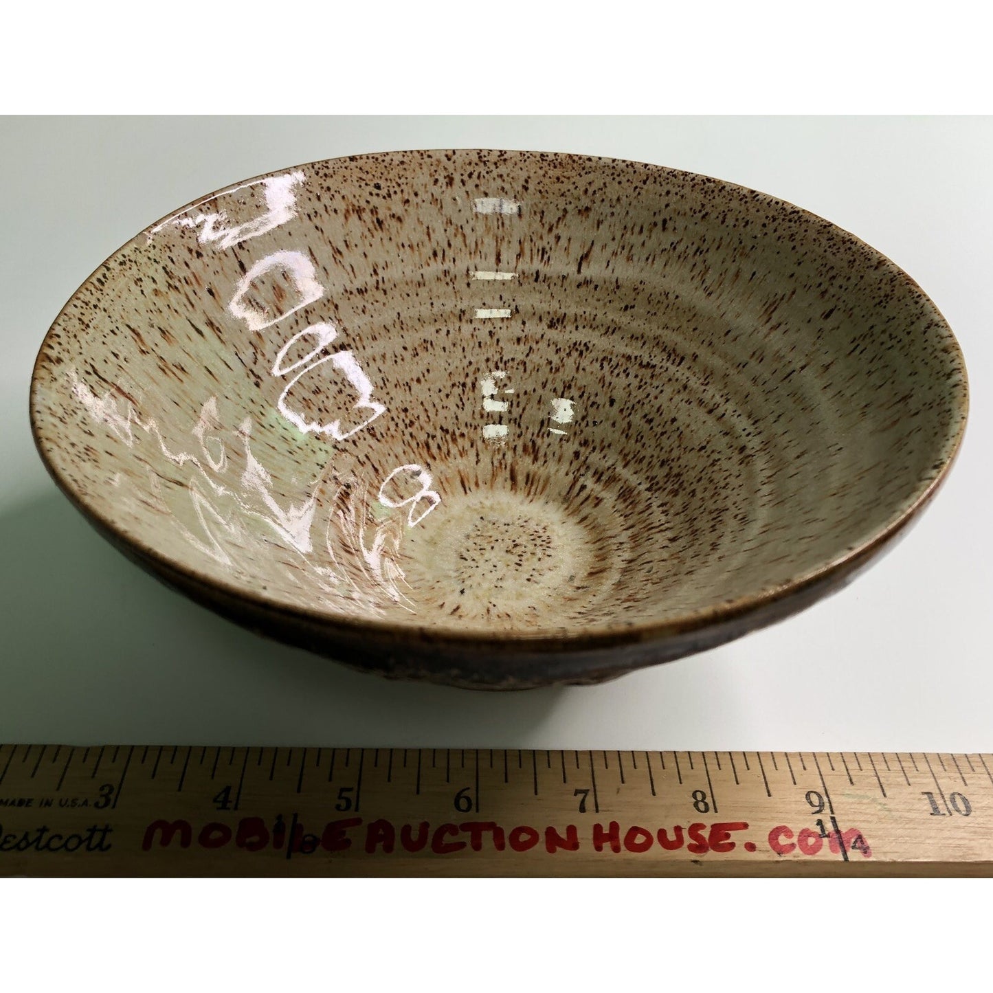 Vintage Studio Art Pottery BOWL Signed NOBLE Drip Glaze