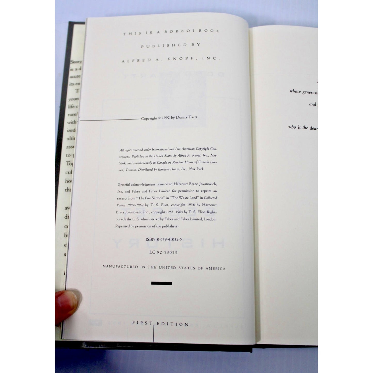 The Secret History- Donna Tartt, 1992, 1st Edition, 1st Printing Debut- HC/ DJ