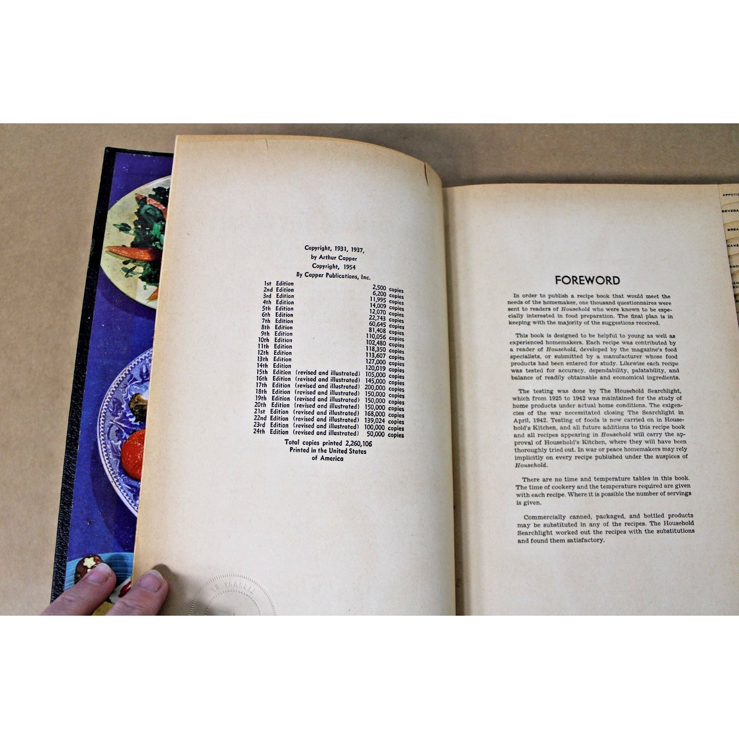 Vintage 1954 Searchlight Recipe Book, 25th Edition, HC Tabbed Illustrated