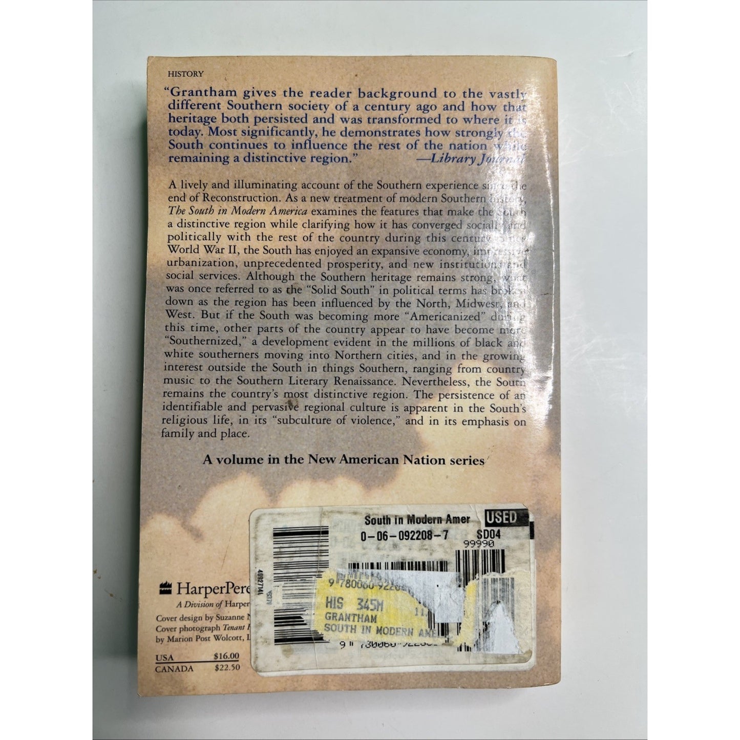The South in Modern America: A Region At Odds Dewey W. Grantham 1995 PB
