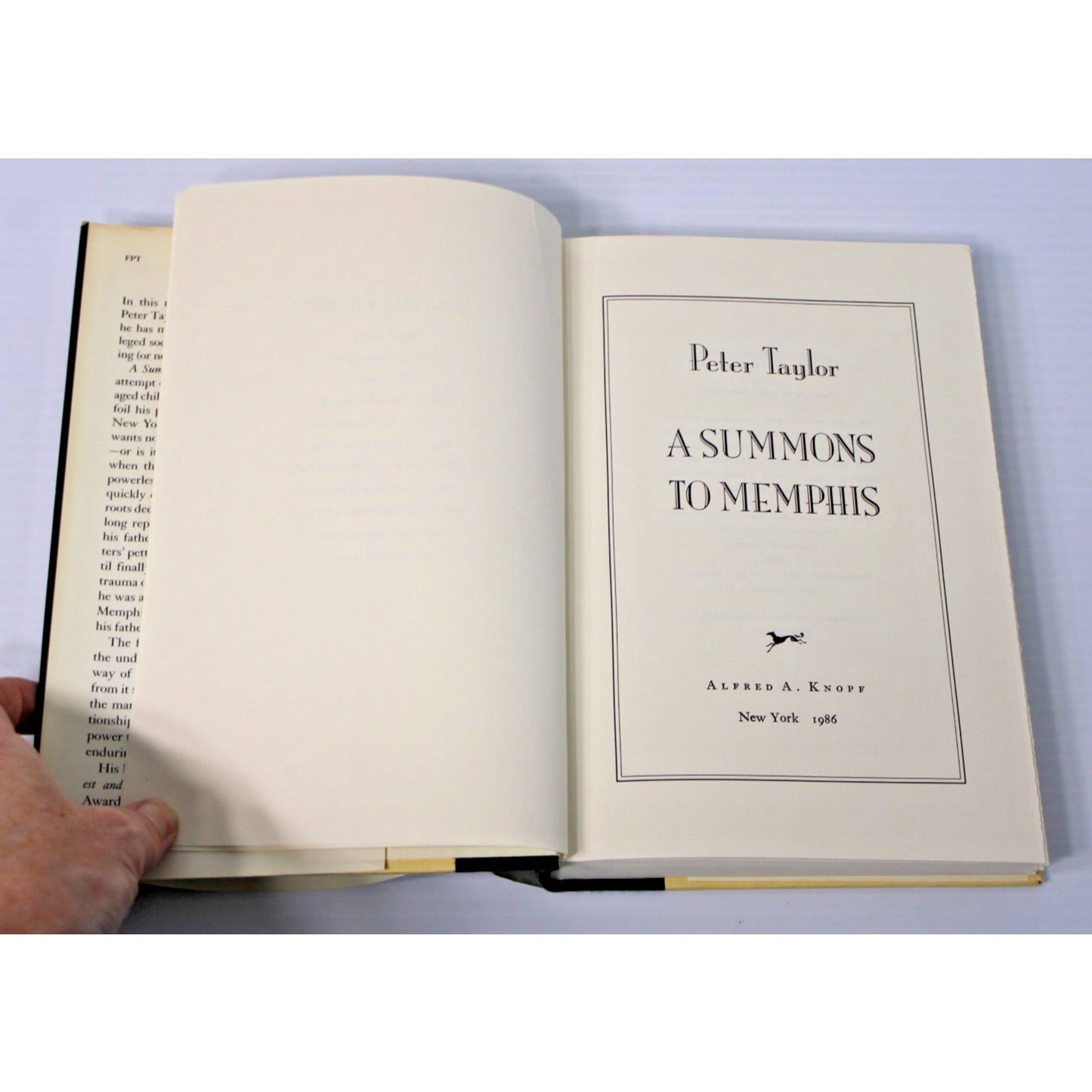 A Summons To Memphis- Peter Taylor, 1986 Stated First Edition- 1st Ed. HC/ DJ