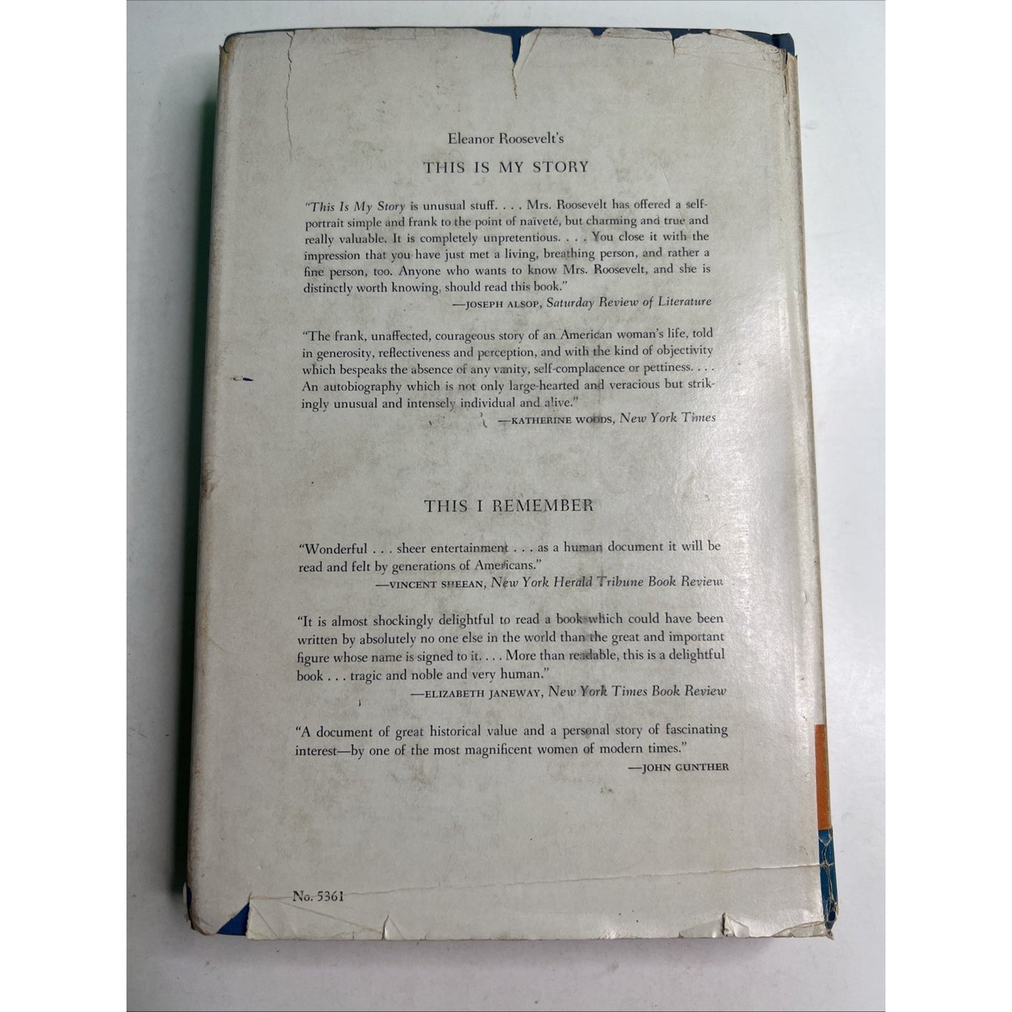 1st Edition Eleanor Roosevelt On My Own The Years Since 1958 HC DJ Illustrated