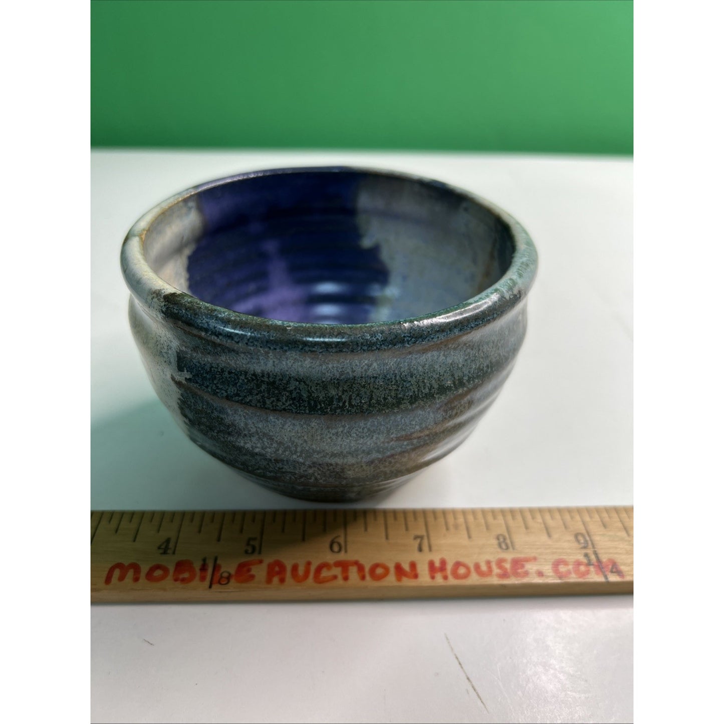 Studio Art Pottery Ceramic Blue And Purple Hues Drip Glazed Vintage Pot Bowl