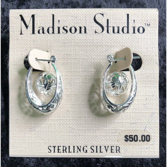 Two Pair Madison Studio Sterling Silver Post Earrings Hoops AND Studs