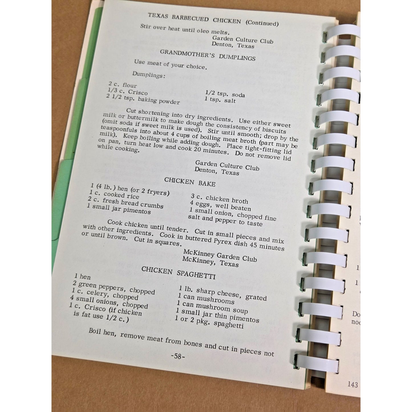 Vintage 1965 Texas Plain & Fancy Cooking Cookbook District II Garden Clubs