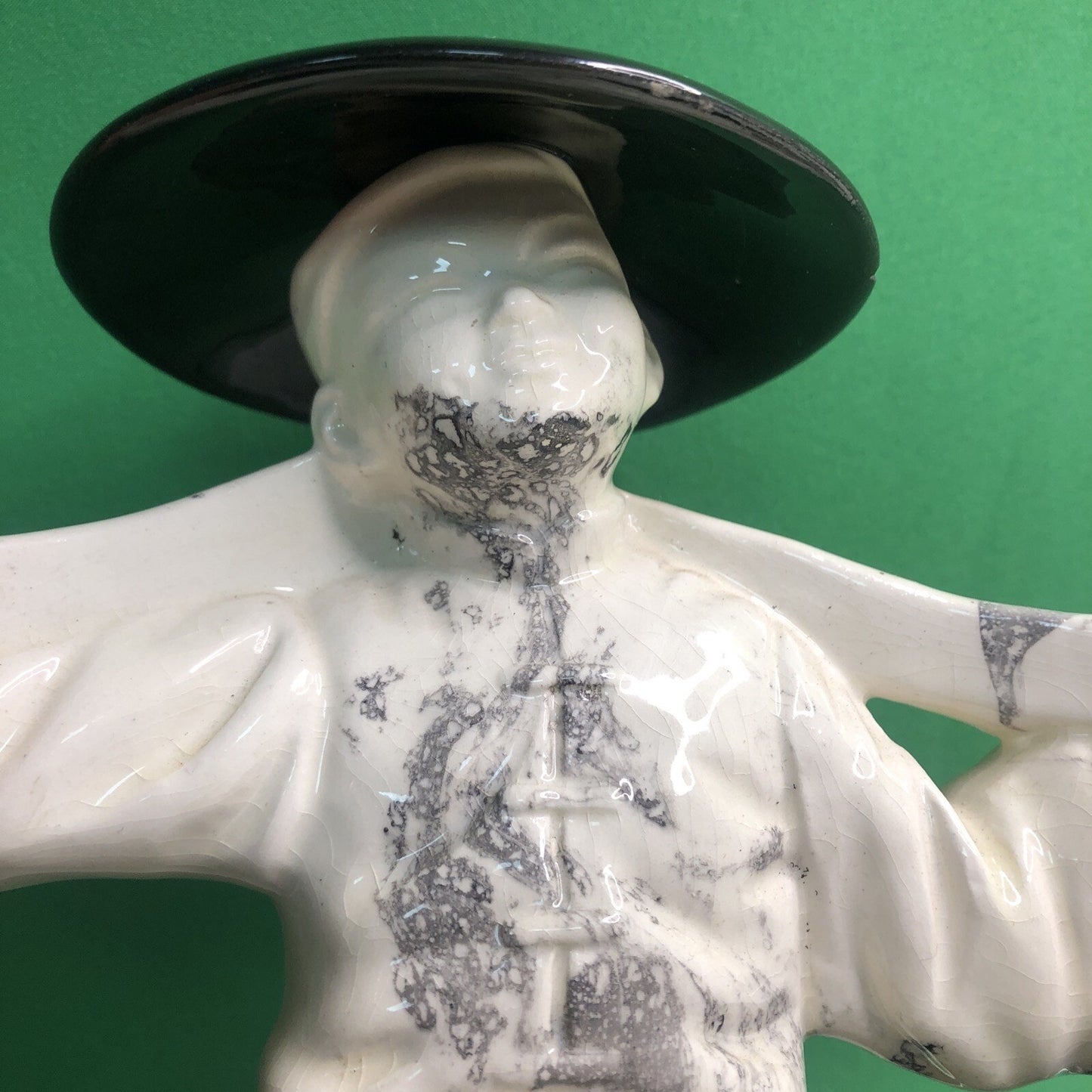 Vintage Ceramic Planter Young Asian Male Water Carrier Traditional Attire