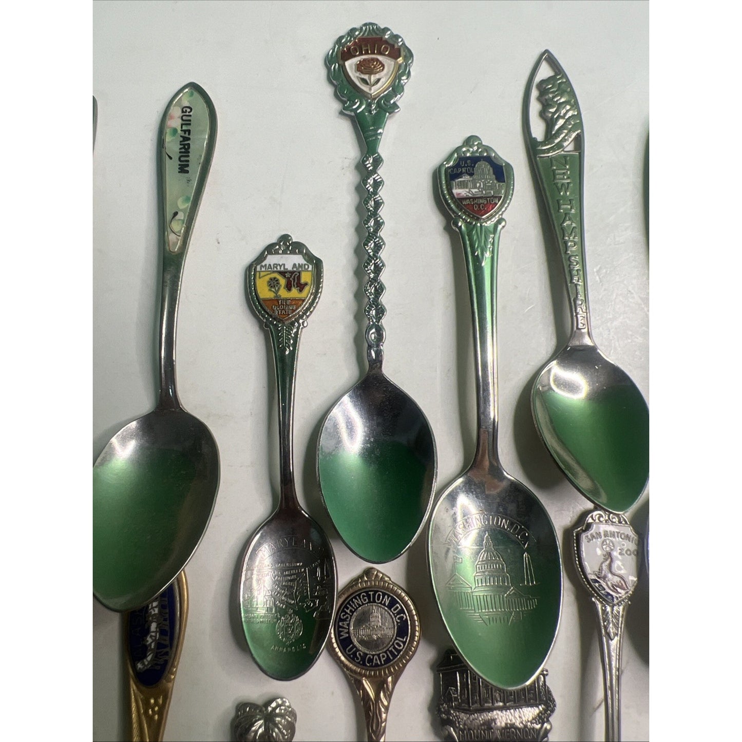 Assorted Souvenir Collectible 20 Spoon Lot Silver Metal US Travel Theme