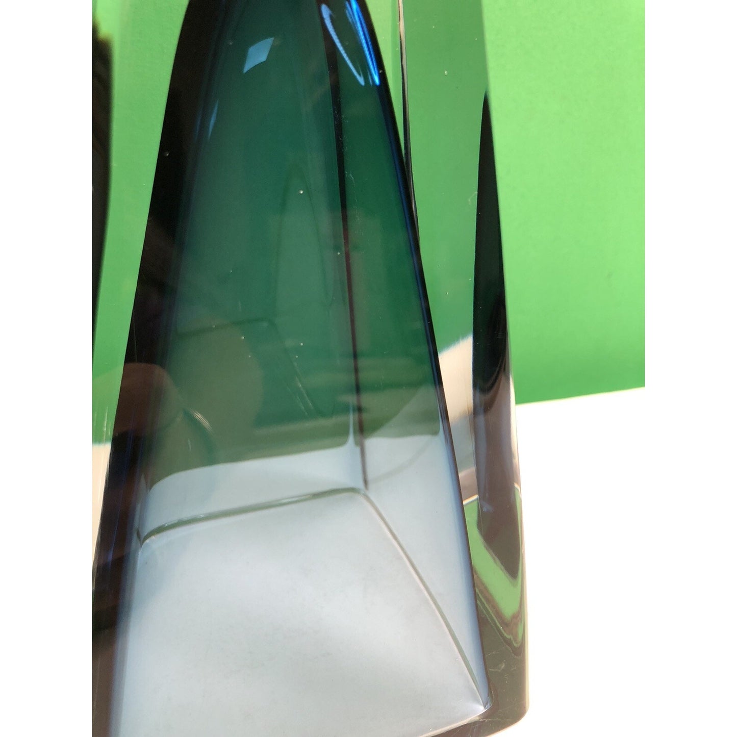 Vintage Cobalt Blue & Clear Crystal Pyramid Glass Triangle 12” High