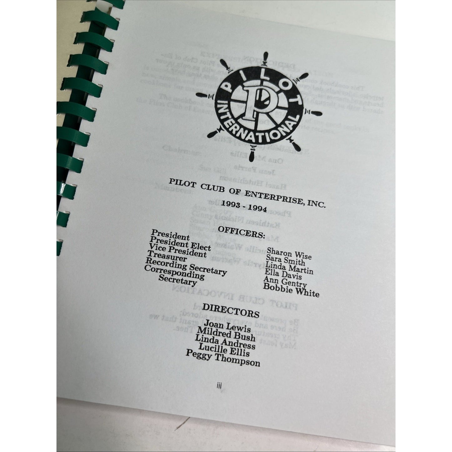 1994 Pilot Club of Enterprise AL Cookbook Recipes