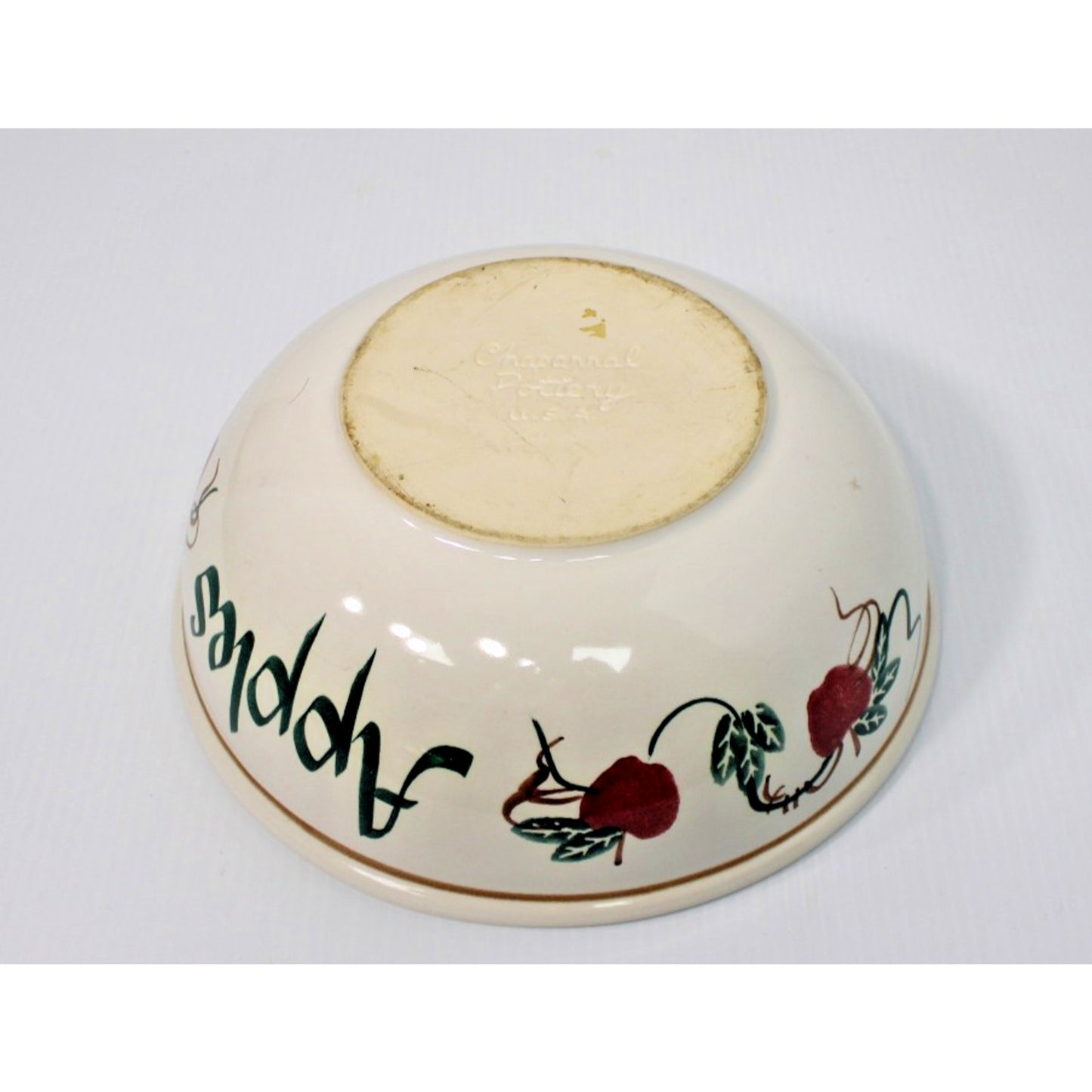 Vintage Chaparral Pottery Large "Apples" Bowl Country Fruits 11.5" Centerpiece