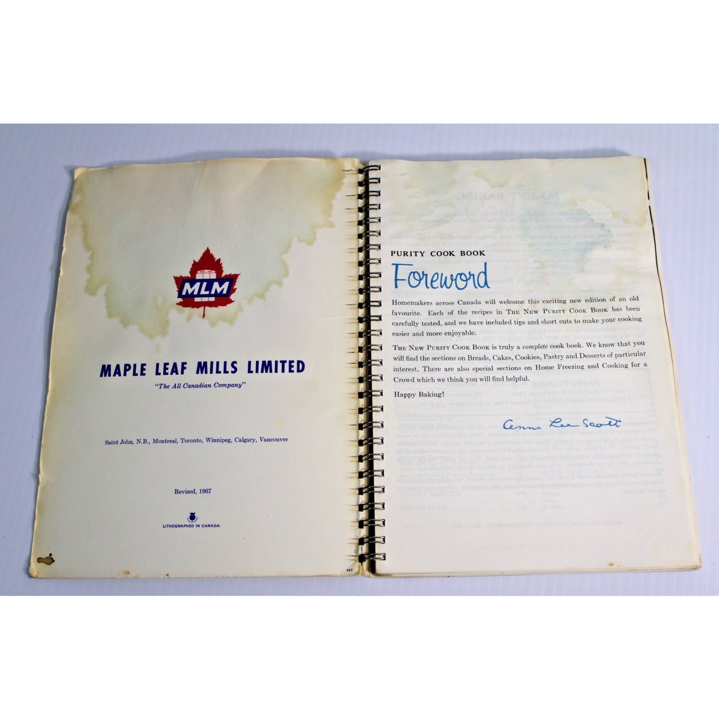 Vintage 1967 The All New Purity Cook Book Canadian Cooking Maple Leaf Mills