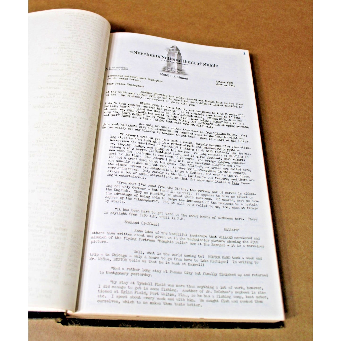 WWII Servicemen Letters, Merchant's National bank, Mobile, AL, Rare OOAK