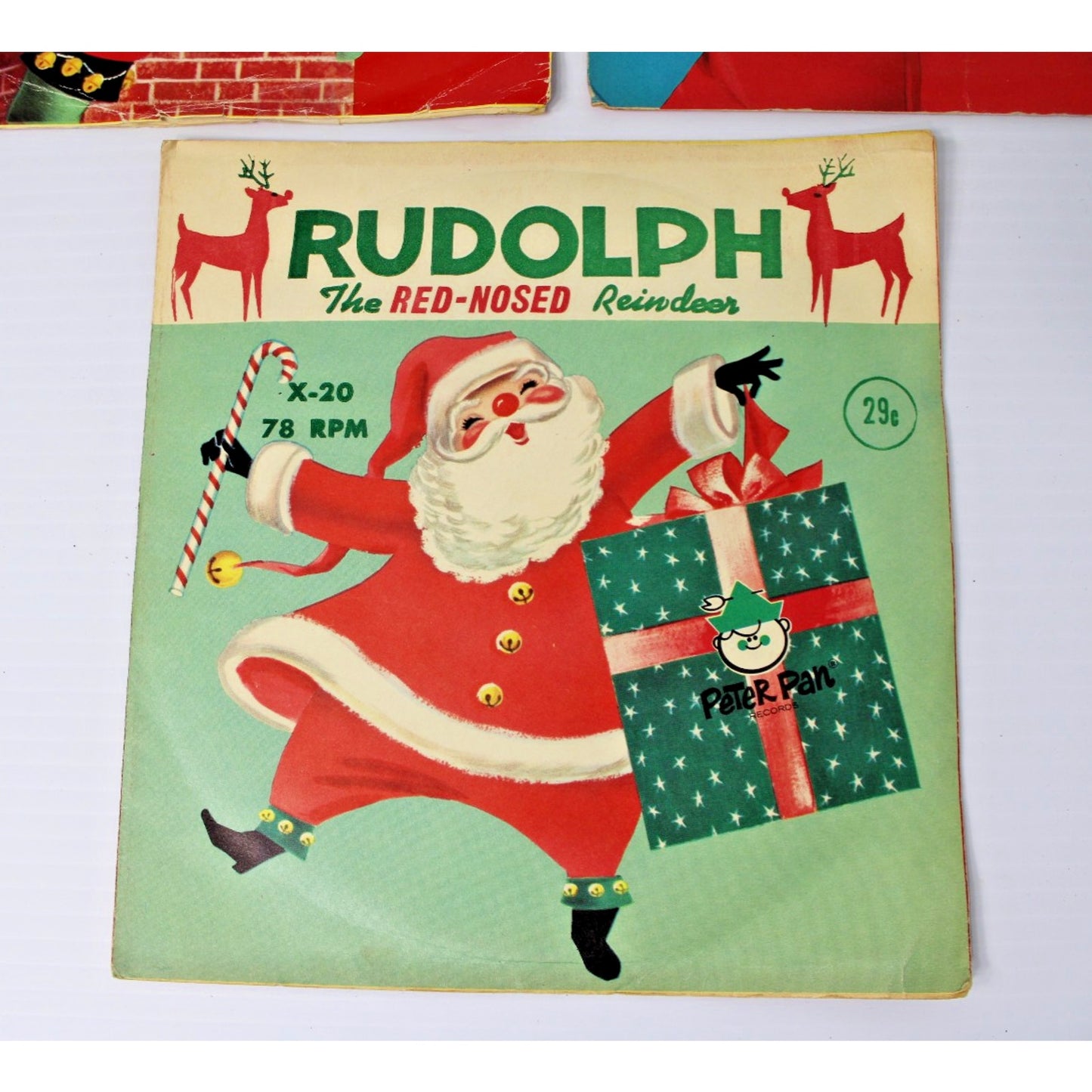 Children's Christmas 78 RPM Record + Sleeves Lot: Frosty, Rudolph, Santa Claus
