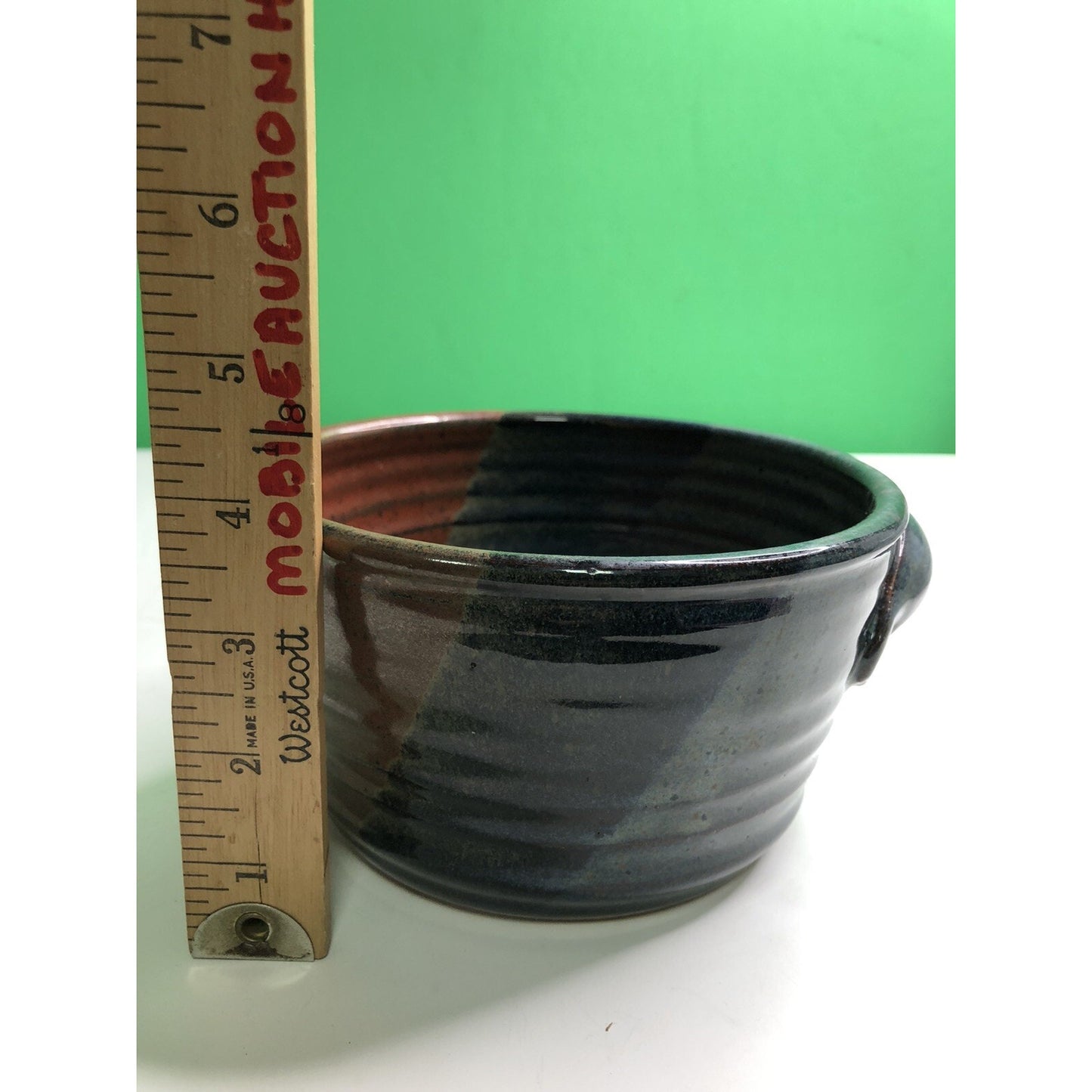 2008 Neal Pottery Bread Baker Crock Tri Color Glaze Signed Dated Flawed Florida