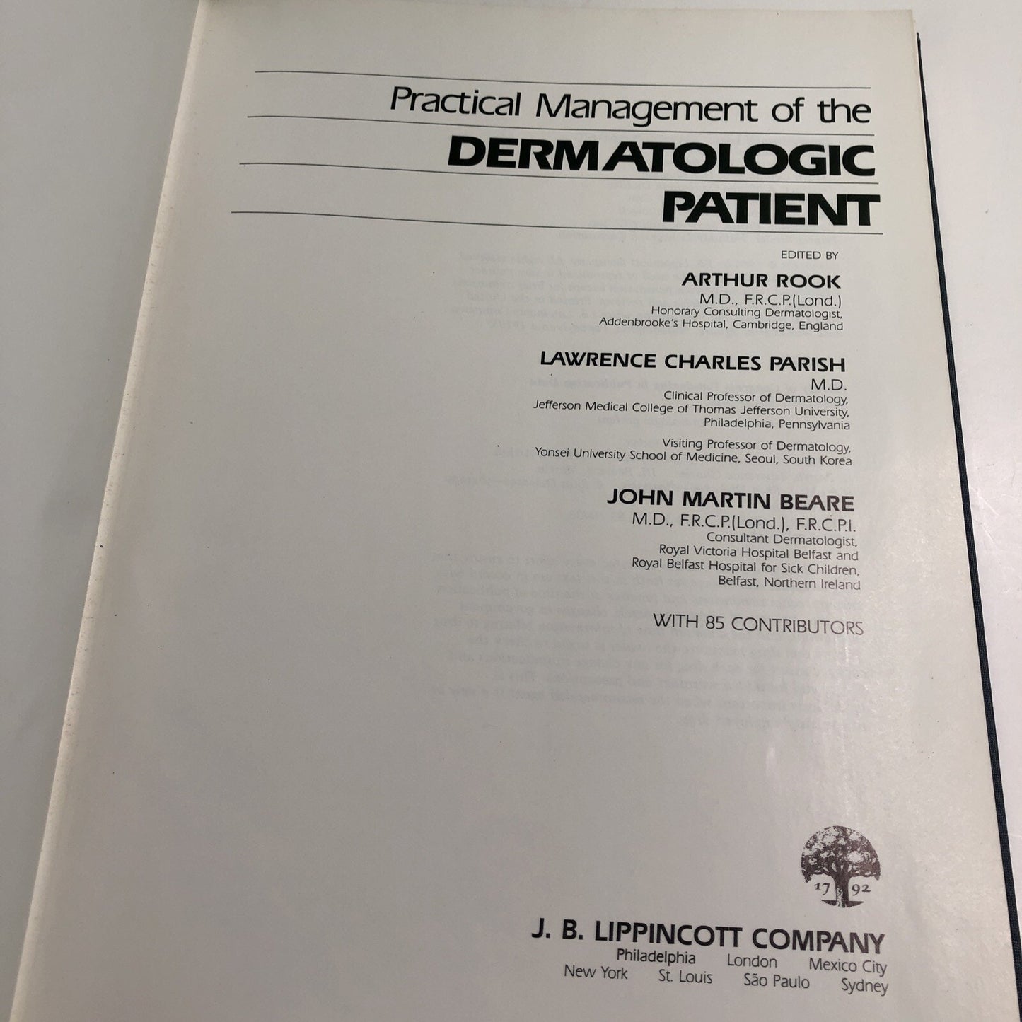 Practical Management Of The Dermatologic Patient By Rook Parish Beare HC 1986