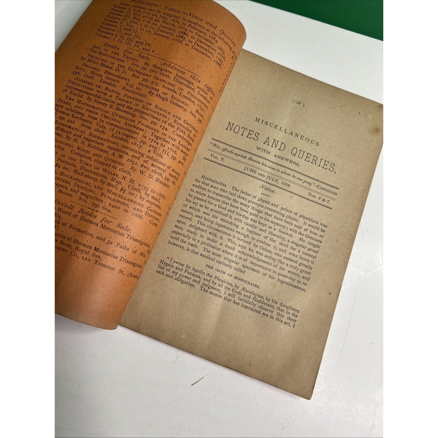 Lot Of 6 The Bizarre: Notes And Queries Magazine Vol. 5 Jan-July 1888 - OCCULT