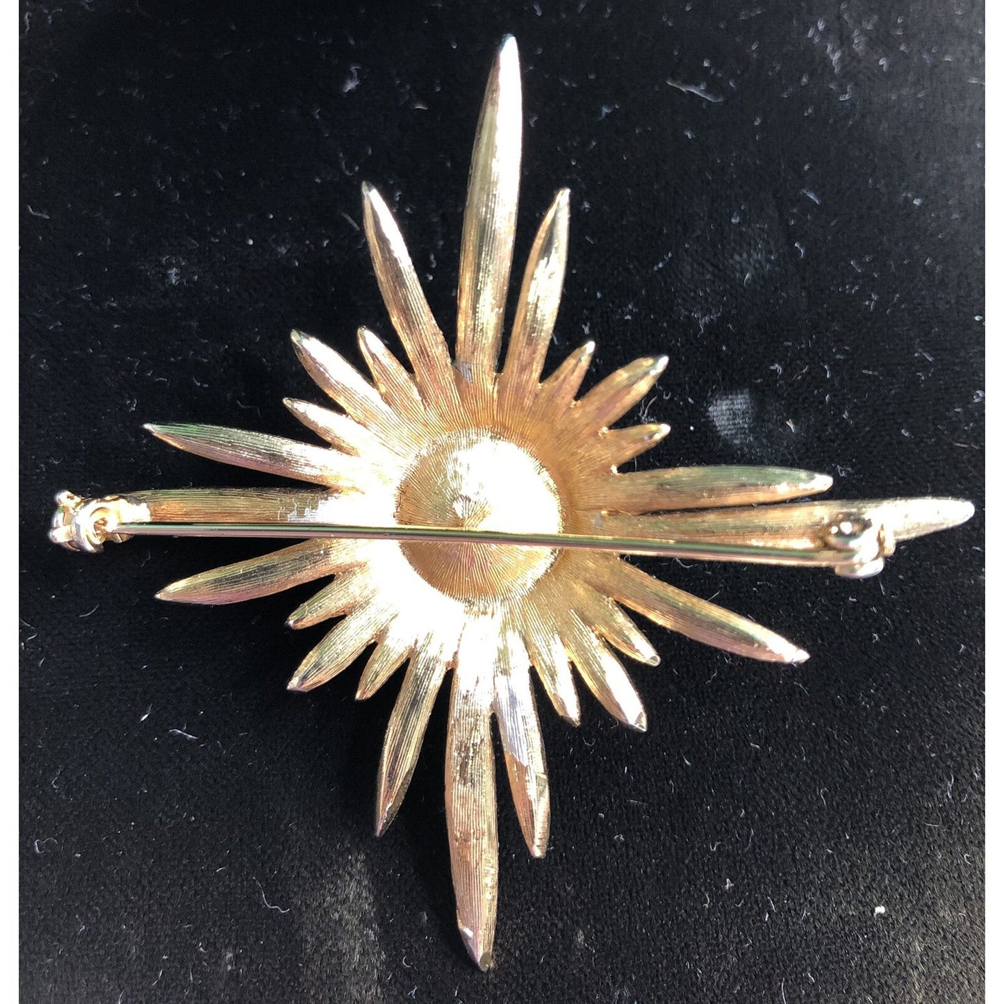 MCM Starburst Brooch Pin & Clip On Earrings Set Faux Pearl Rhinestone Stardust