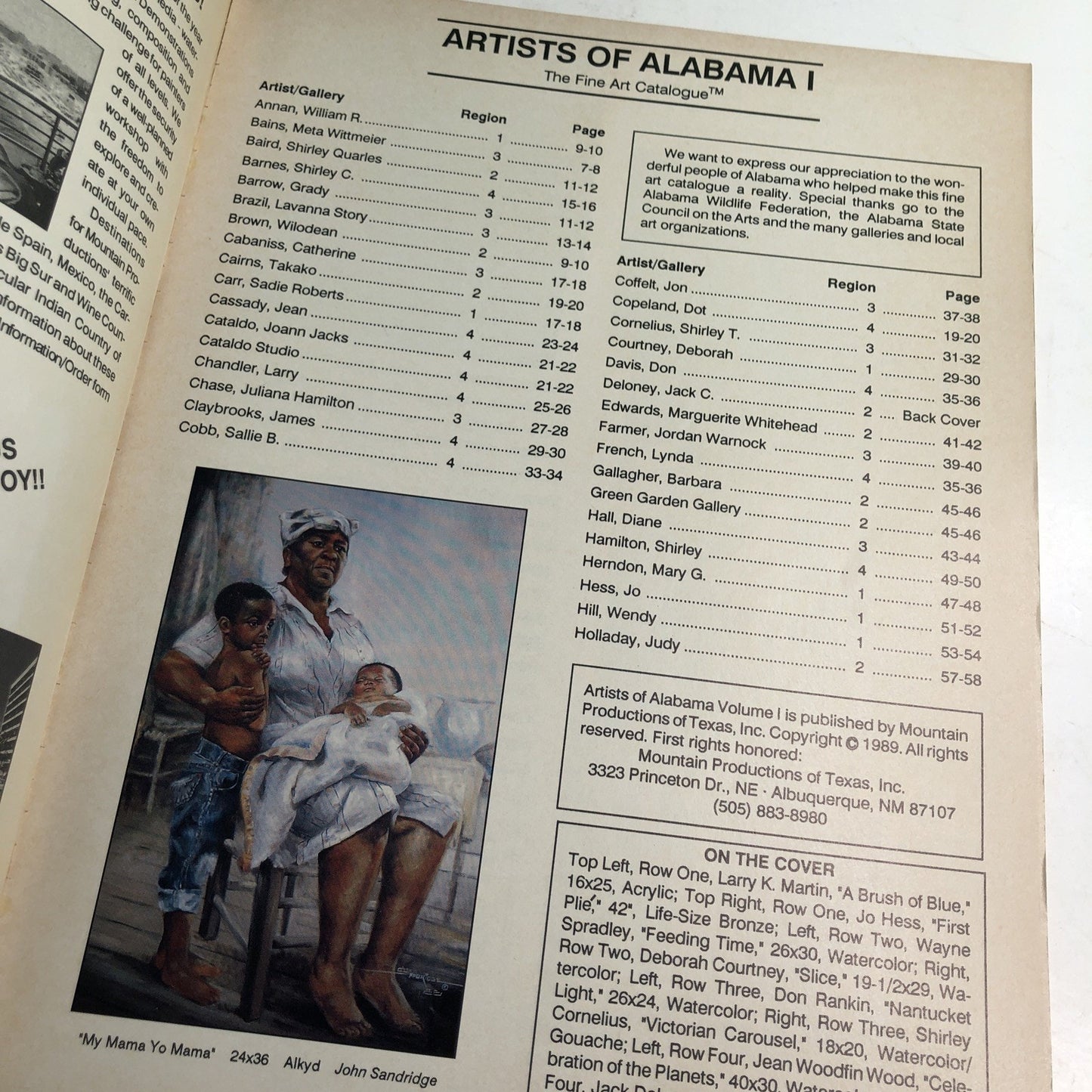Artists of Alabama Volume 1 Fine Art Catalogue Illustrated Book 1989 Catalog