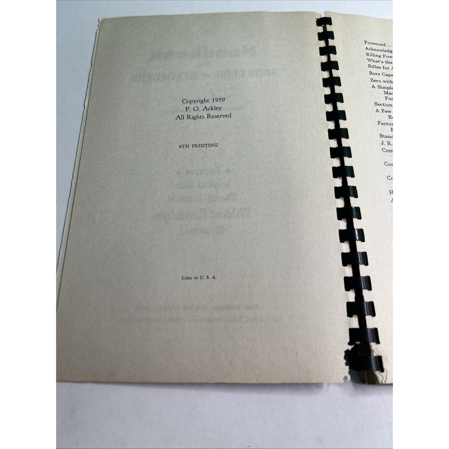 1959 Handbook for Shooters and Reloaders (Illustrated) WITH Supplement by Ackley