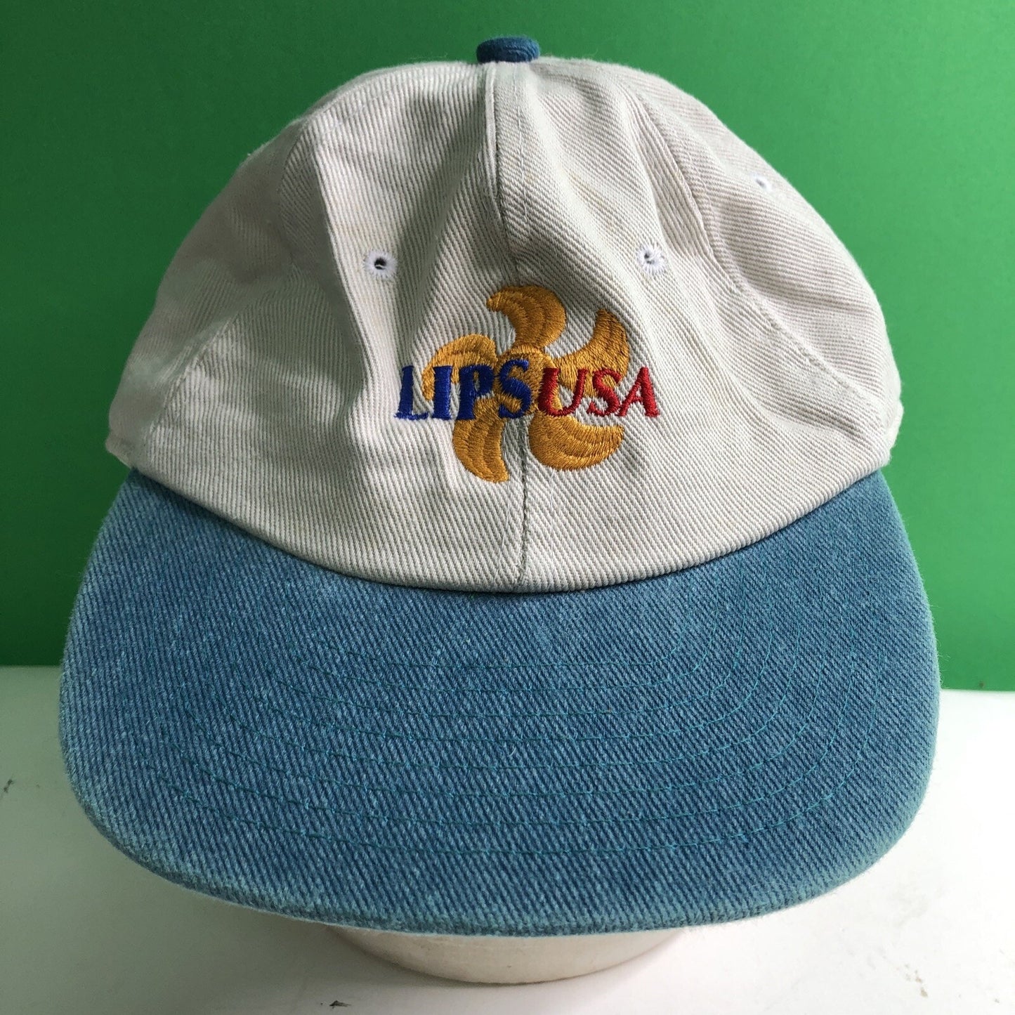 Vintage LIPS USA Logo Strap Back Canvas Ball Cap Hat