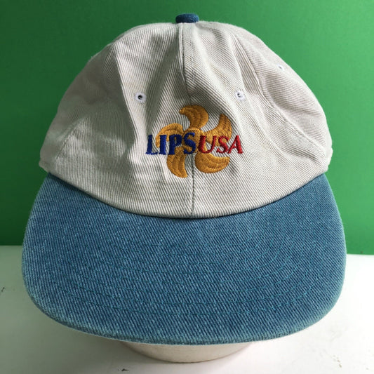 Vintage LIPS USA Logo Strap Back Canvas Ball Cap Hat
