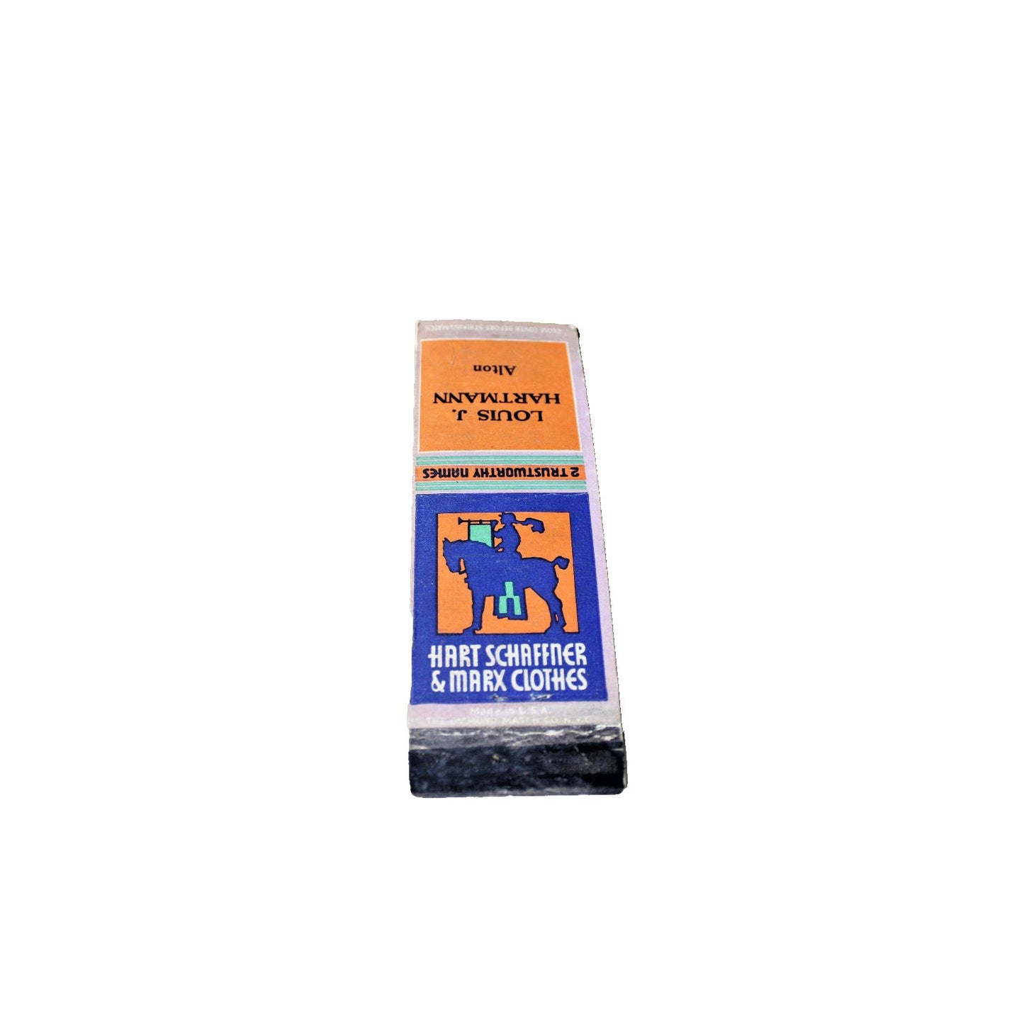 Vintage Mid Century Advertising Matchbook Cover, Hart Schaffner & Marx