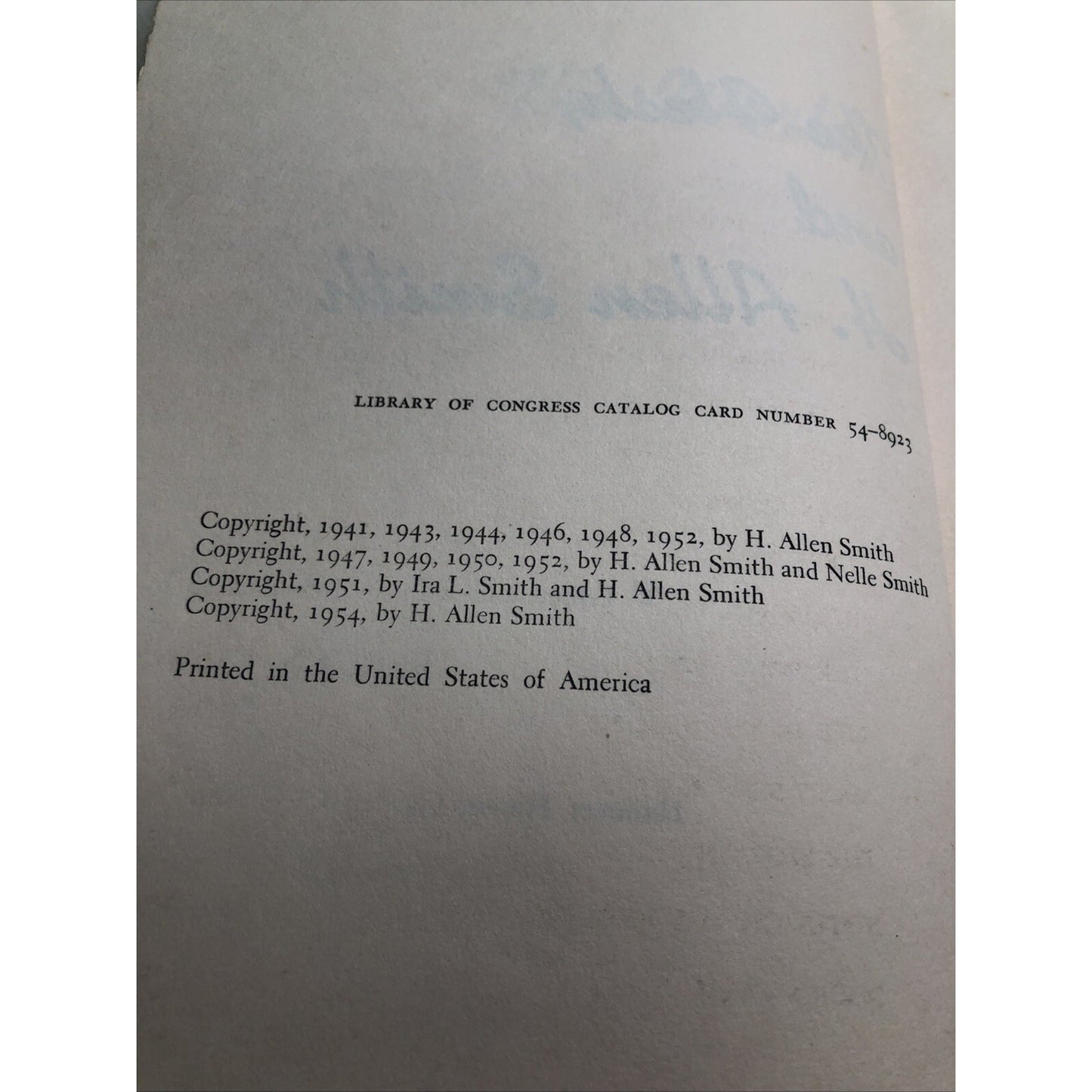 The World, The Flesh And H. Allen Smith by BERGEN EVANS 1954 HC DJ HUMOR