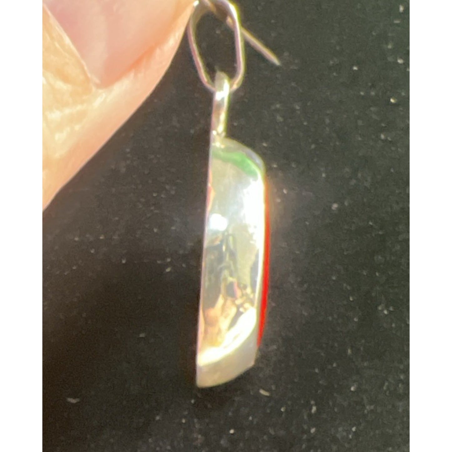 BEAUTIFUL Vintage Large Sterling Silver Red Jasper Oval Bezel Set Pendant