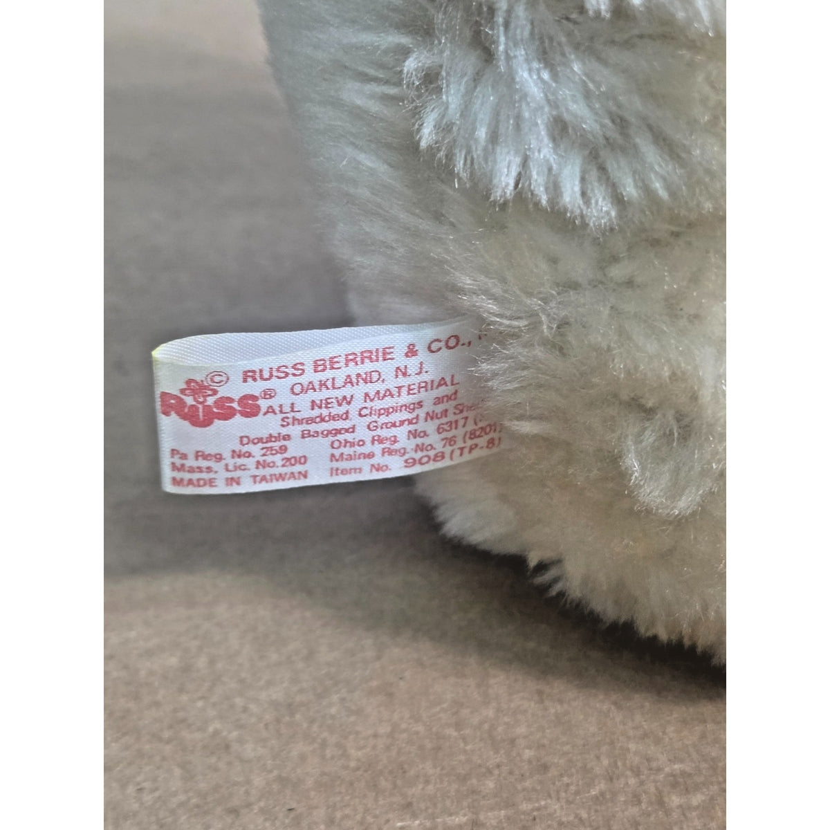 Vintage Russ Berrie White Gonga Gorilla Plush - Rare "Albino" Heart Thumb Sucker
