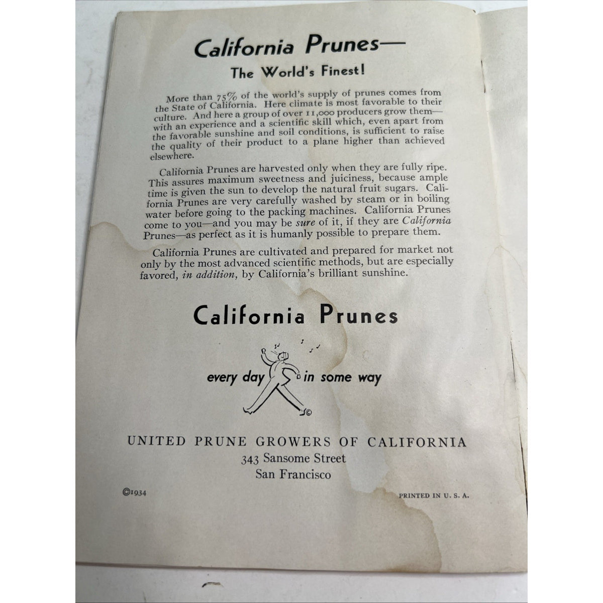 Vintage Advertising Recipe Booklet Prunes Add Variety United Prune Growers CA