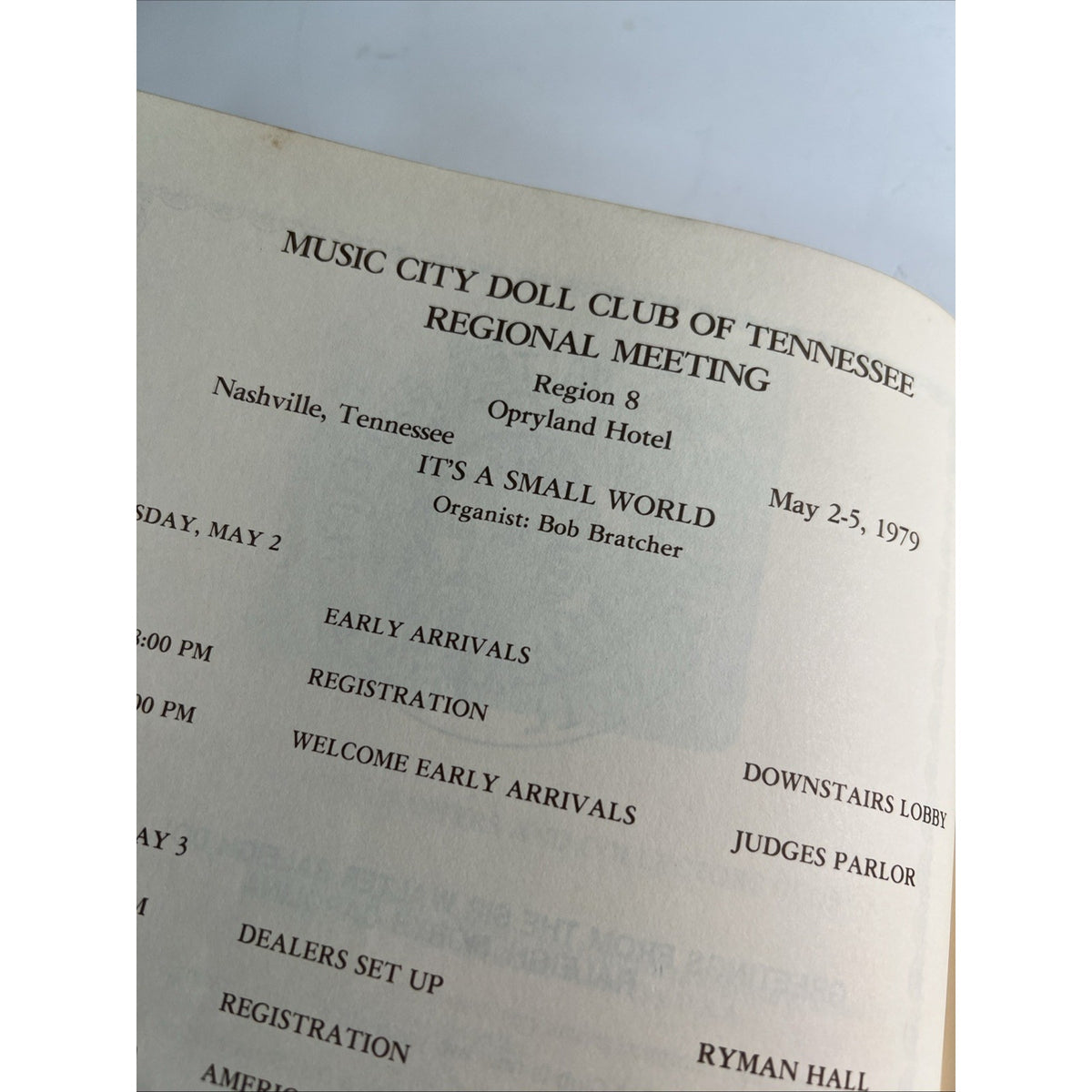 Music City Doll Club of Tennessee 1979 Souvenir Booklet Opryland Nashville TN