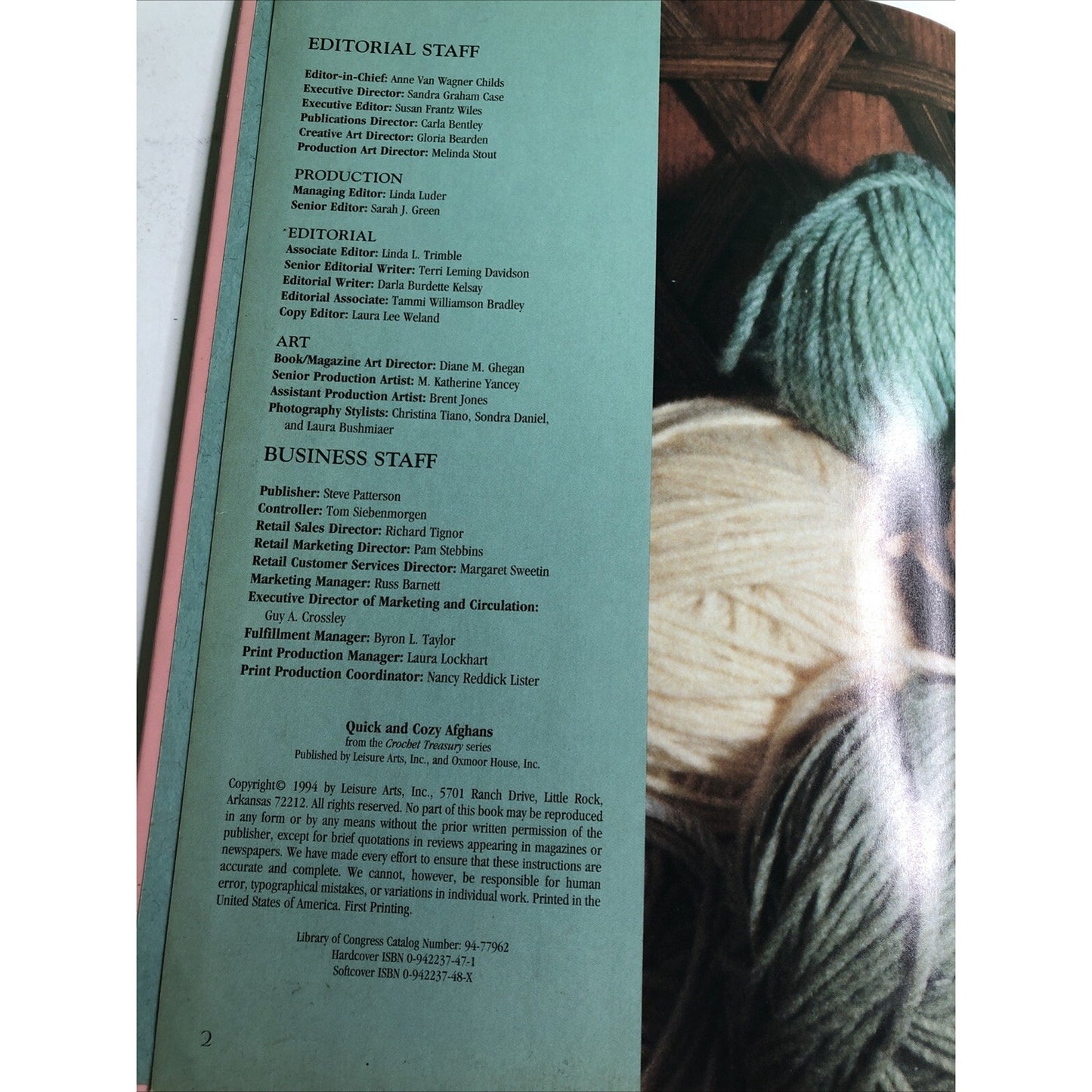 1994 Leisure Arts Quick and Cozy Afghans Linda Luder HC Crochet Patterns 127 Pgs