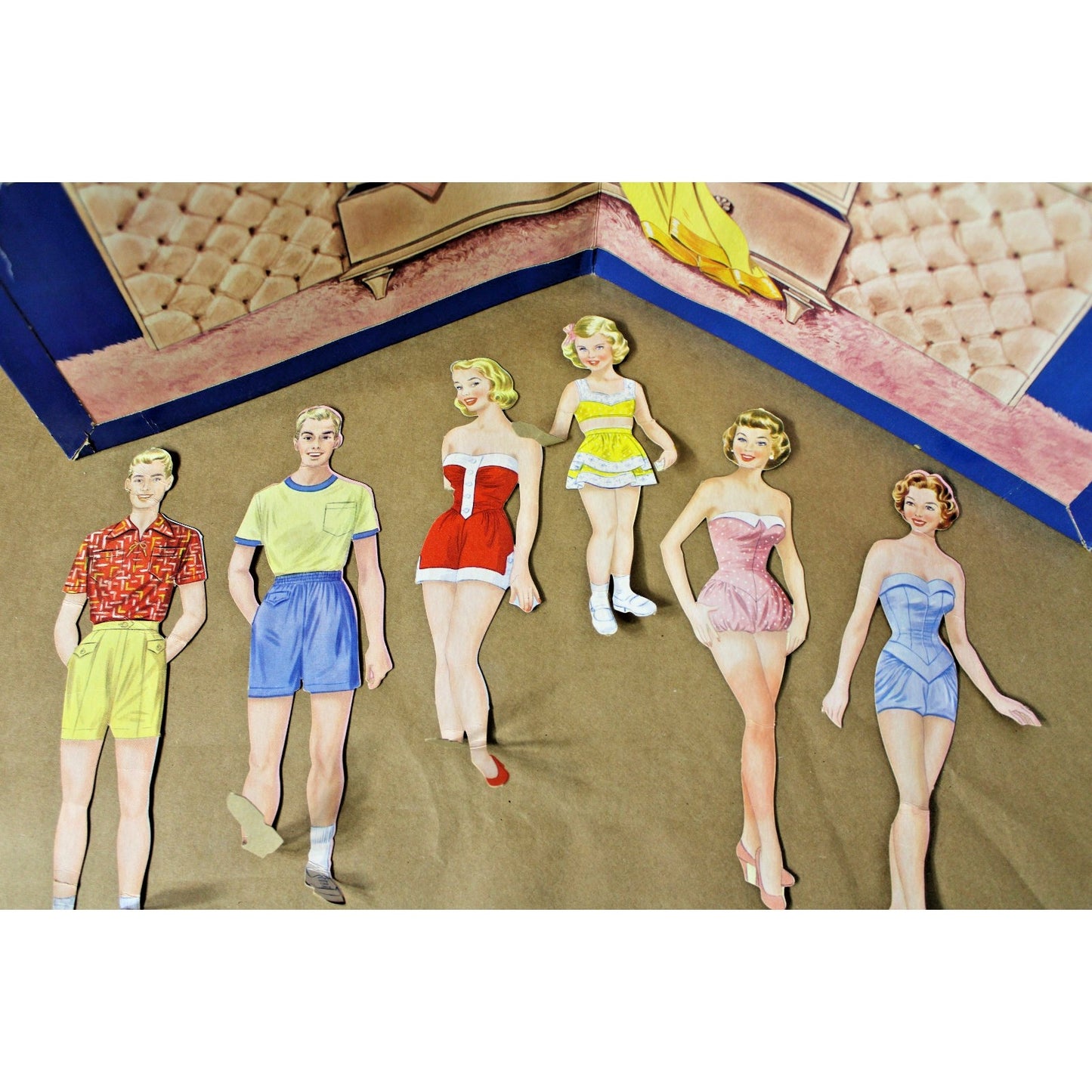 1954 Here's the Bride Original Paper Dolls, Six Dolls and Clothes Mid Century