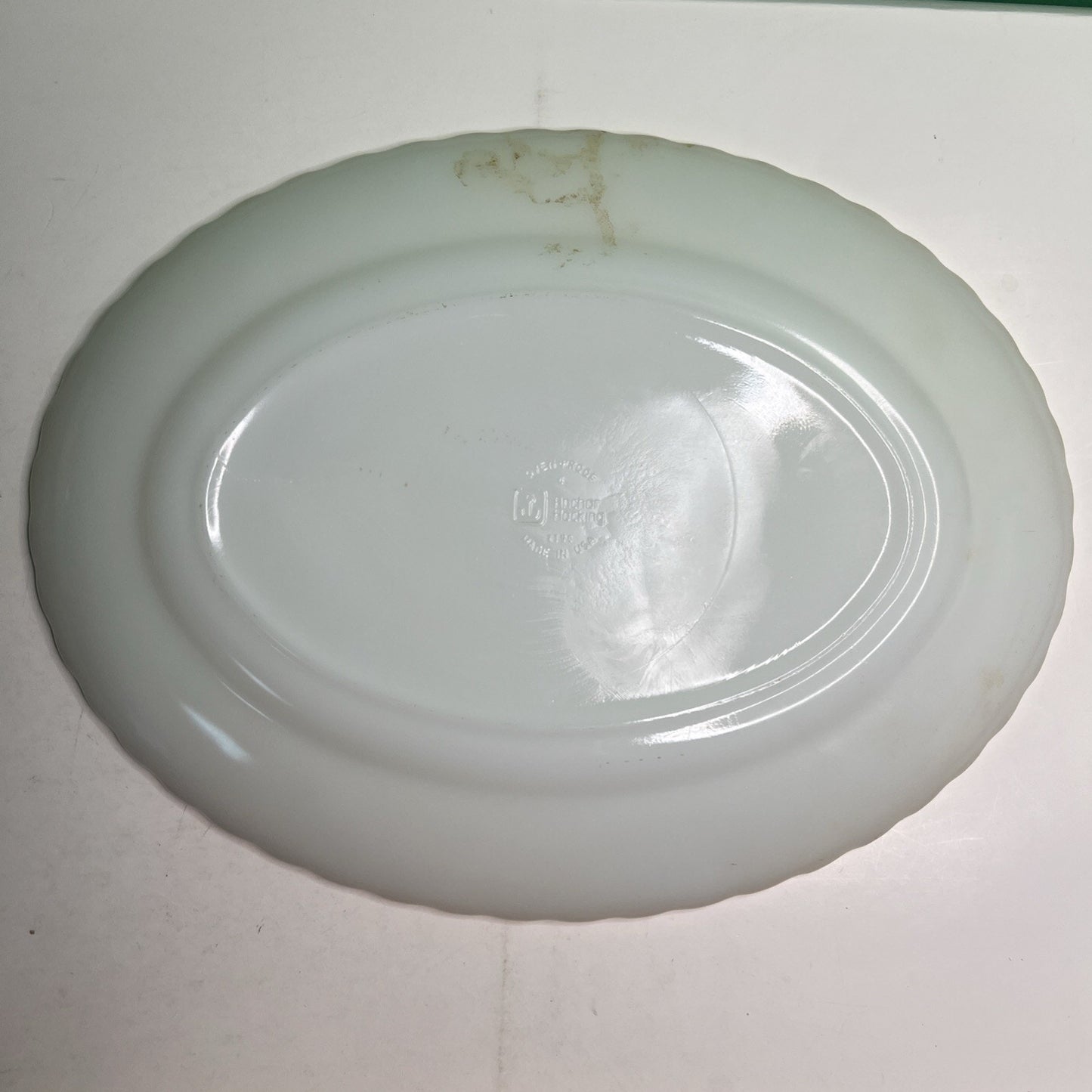 Vintage Anchor Hocking Turkey Serving Platter #2390 Milk Glass Made in U.S.A.