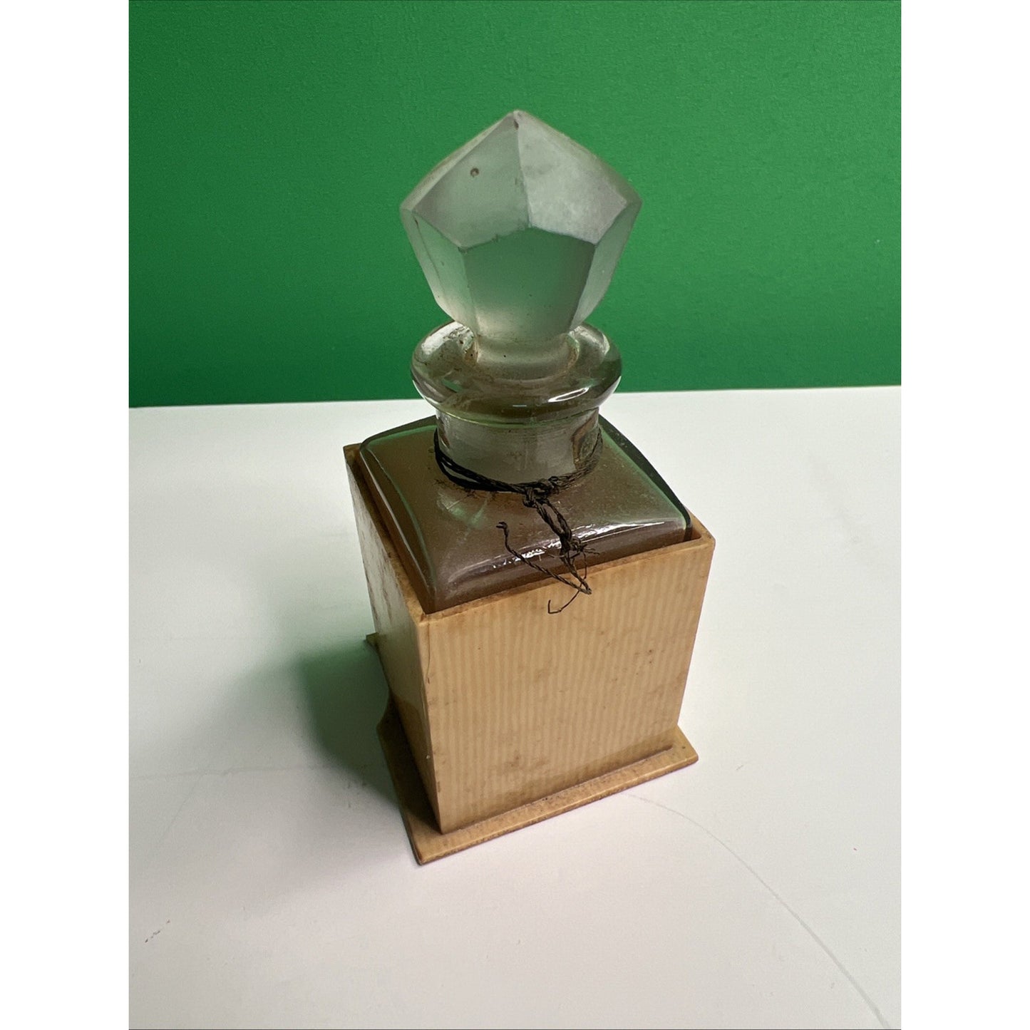 VTG LaValliere Chan-dra-kan-ta Glass Perfume Bottle W/ Stopper & Celluloid Box
