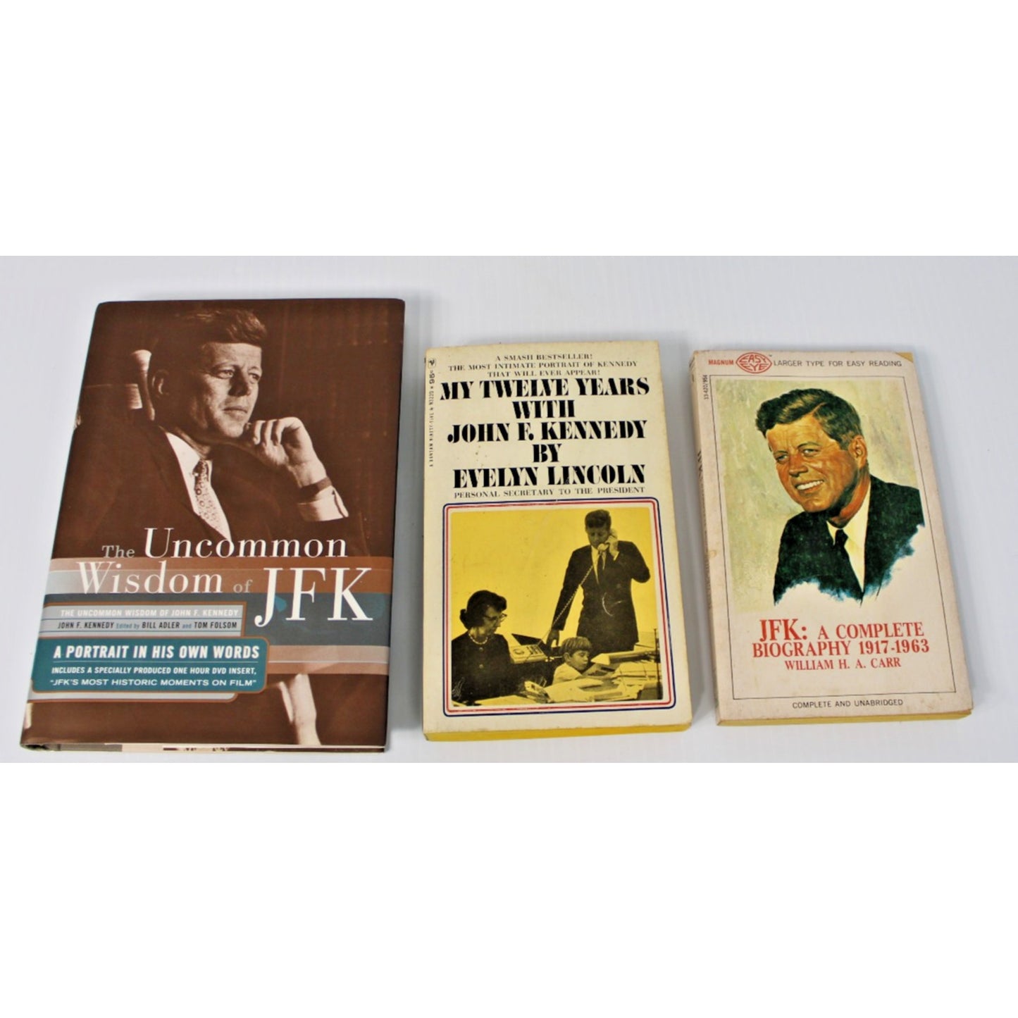 John F. Kennedy 3 Books + DVD: Uncommon Wisdom, Complete Biography, My 12 Years