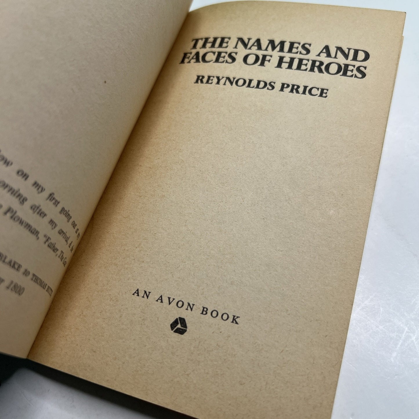 The Names and Faces of Heroes Reynolds Price Avon Paperback 1966