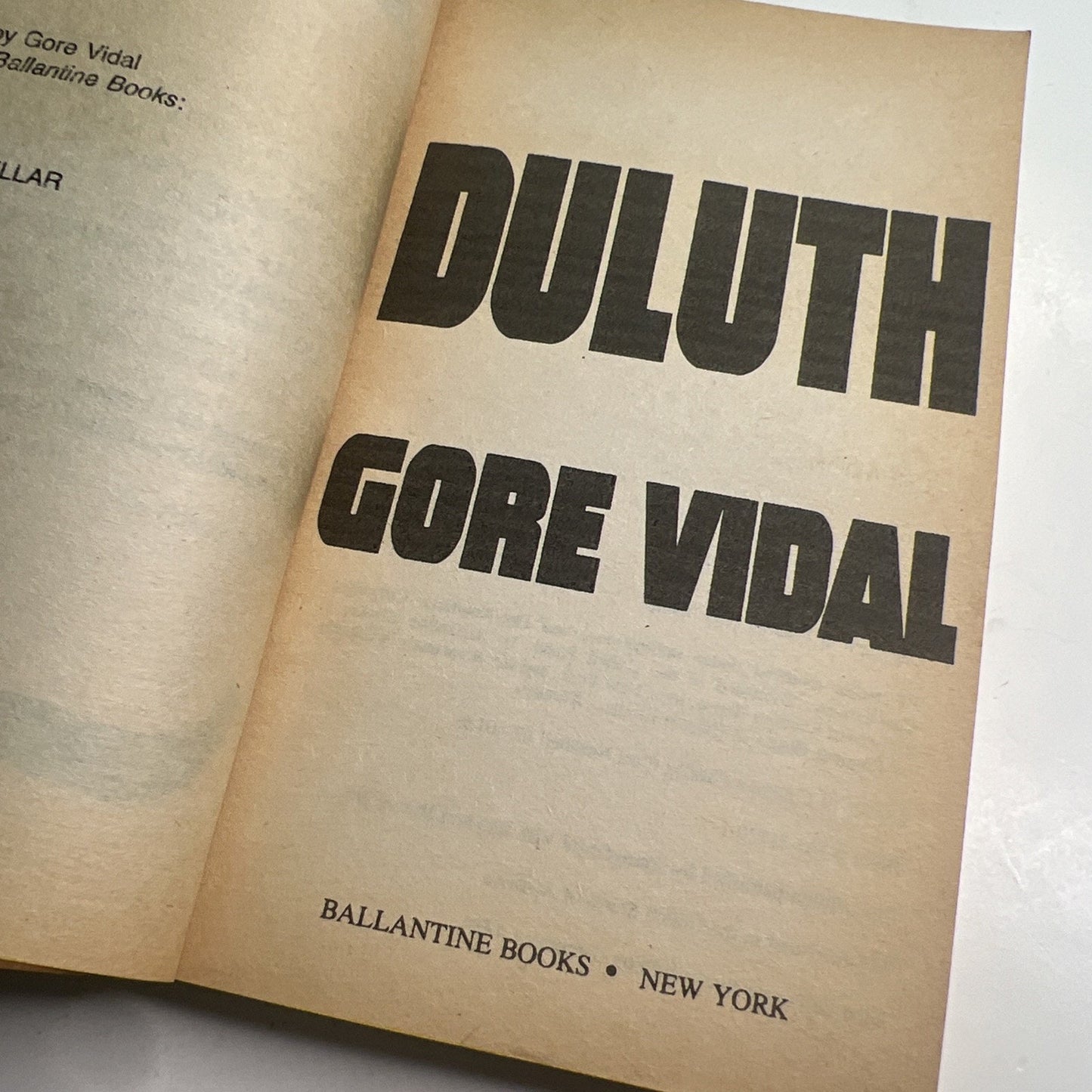 Duluth by Gore Vidal 1984 First Ballantine Books Edition Fiction Paperback
