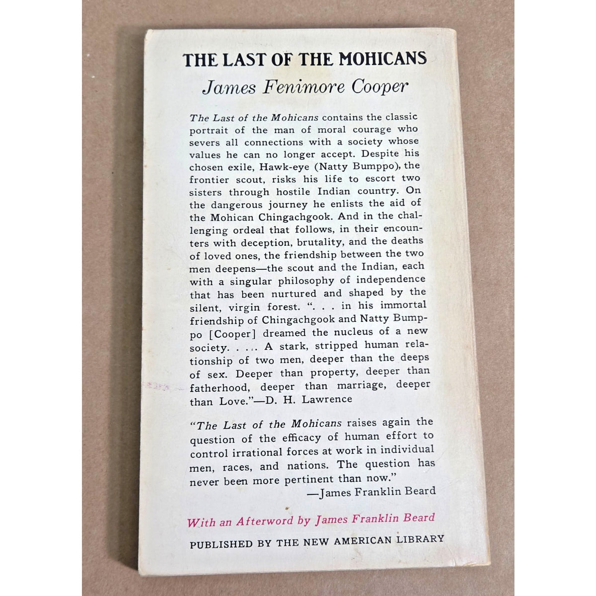 The Last of the Mohicans by James Fenimore Cooper Signet Classics PB 1962