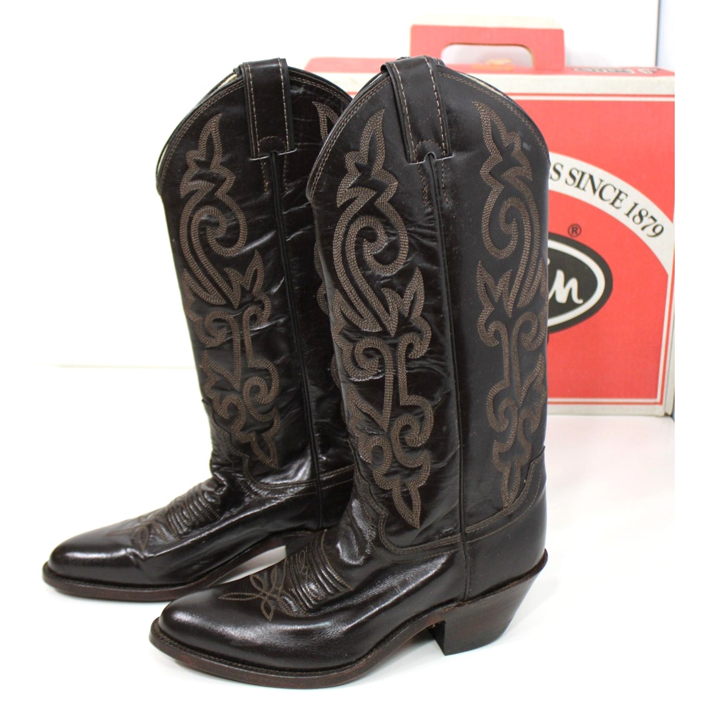 Beautiful Size 5B Justin London Brown Leather Western Cowboy Boots Style #4915