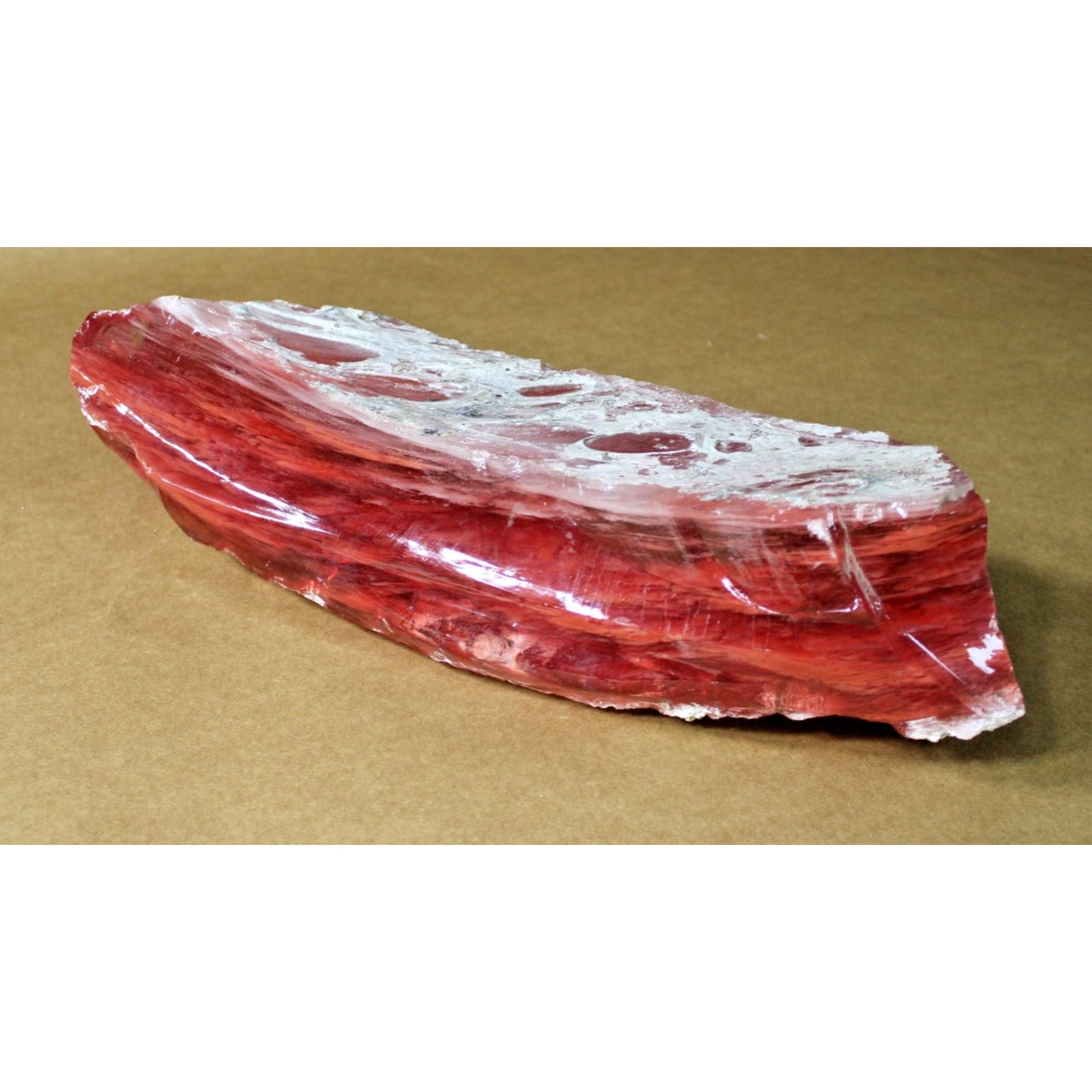 Huge 15" Red Slag Glass Sculpture w/ Diplay Stand, Incredible Marbling & Clarity