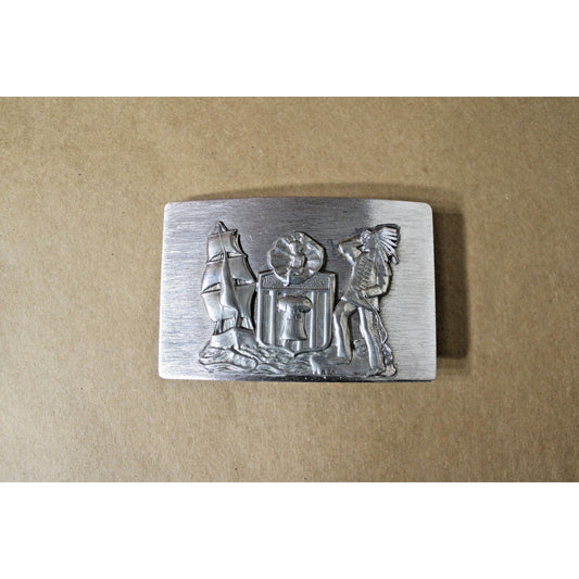 Unusual Vintage Belt Buckle America's Founding Plymouth Native American